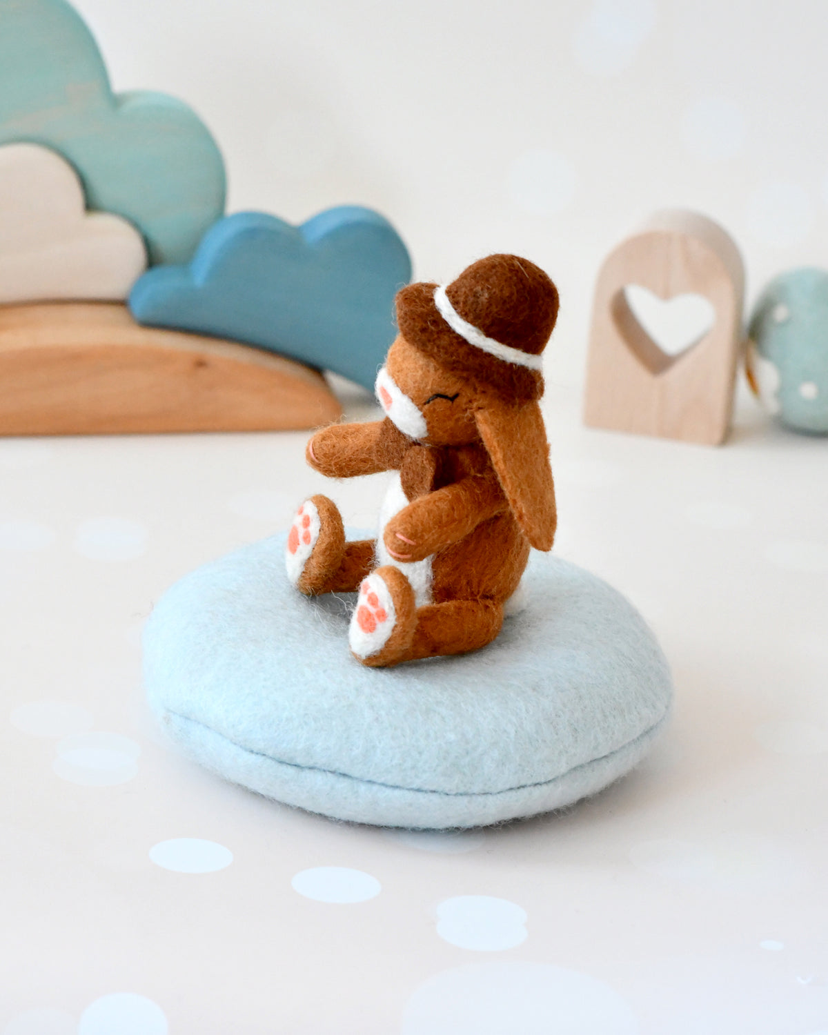 Felt Bunny Rabbit with Top Hat on Cushion – Tara Treasures