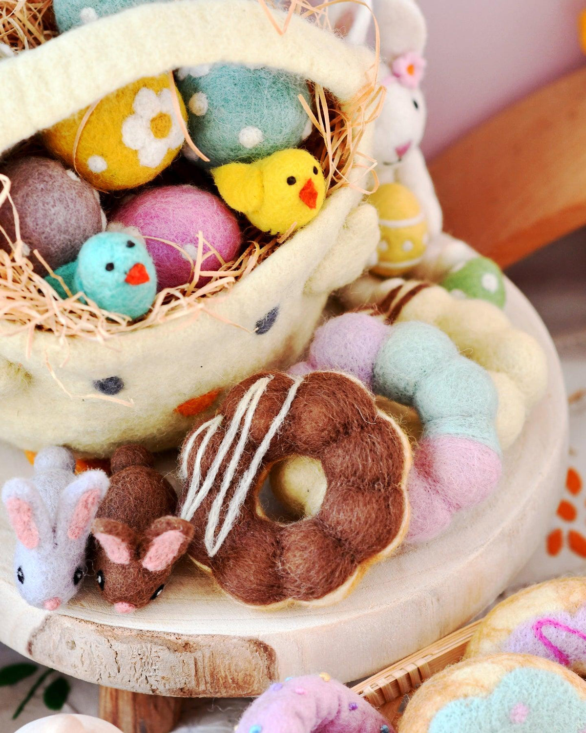 Felt Easter Egg Hunt Basket (Yellow Chick) - Tara Treasures