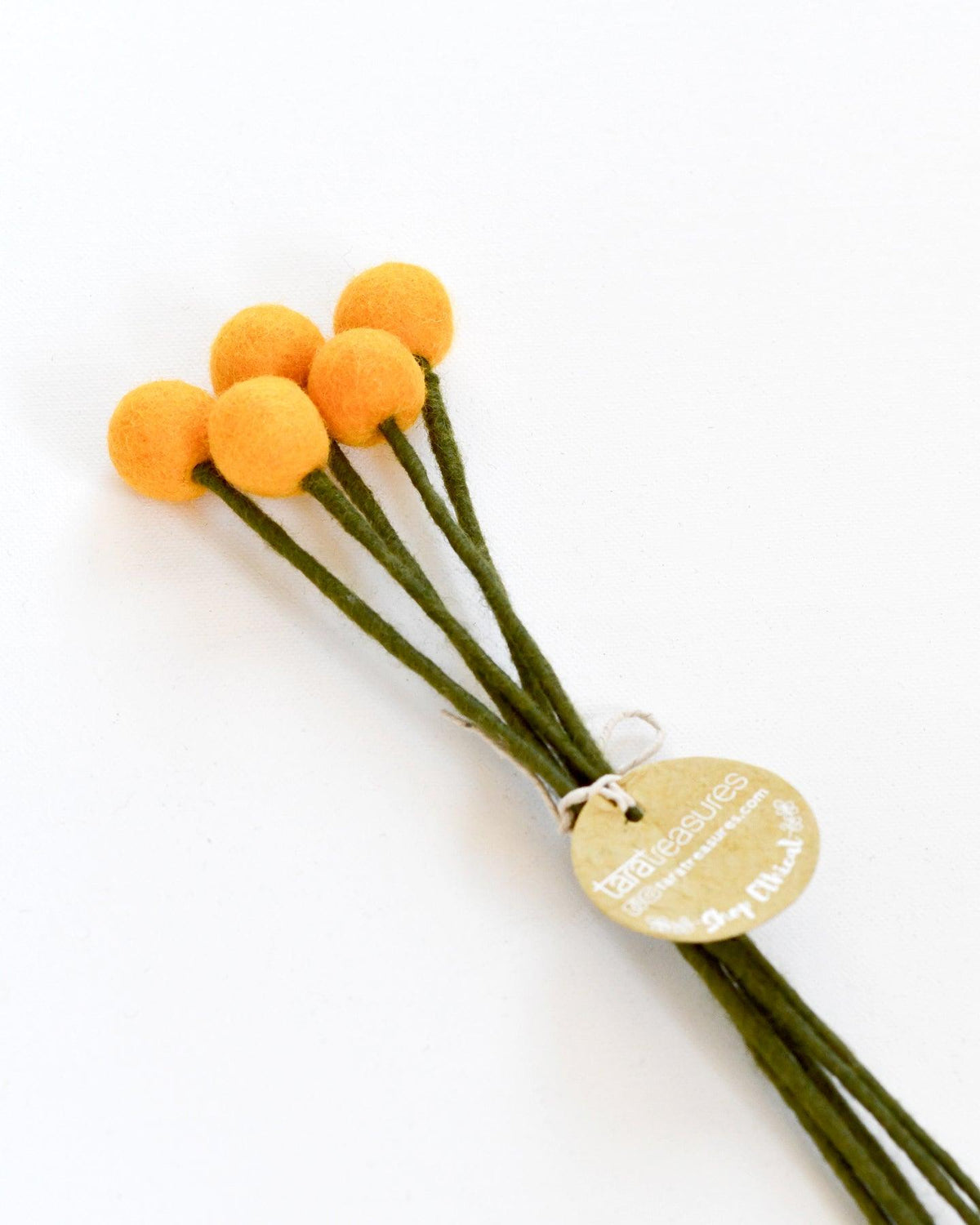 Felt Yellow Billy Buttons - Set of 5 Stems - Tara Treasures