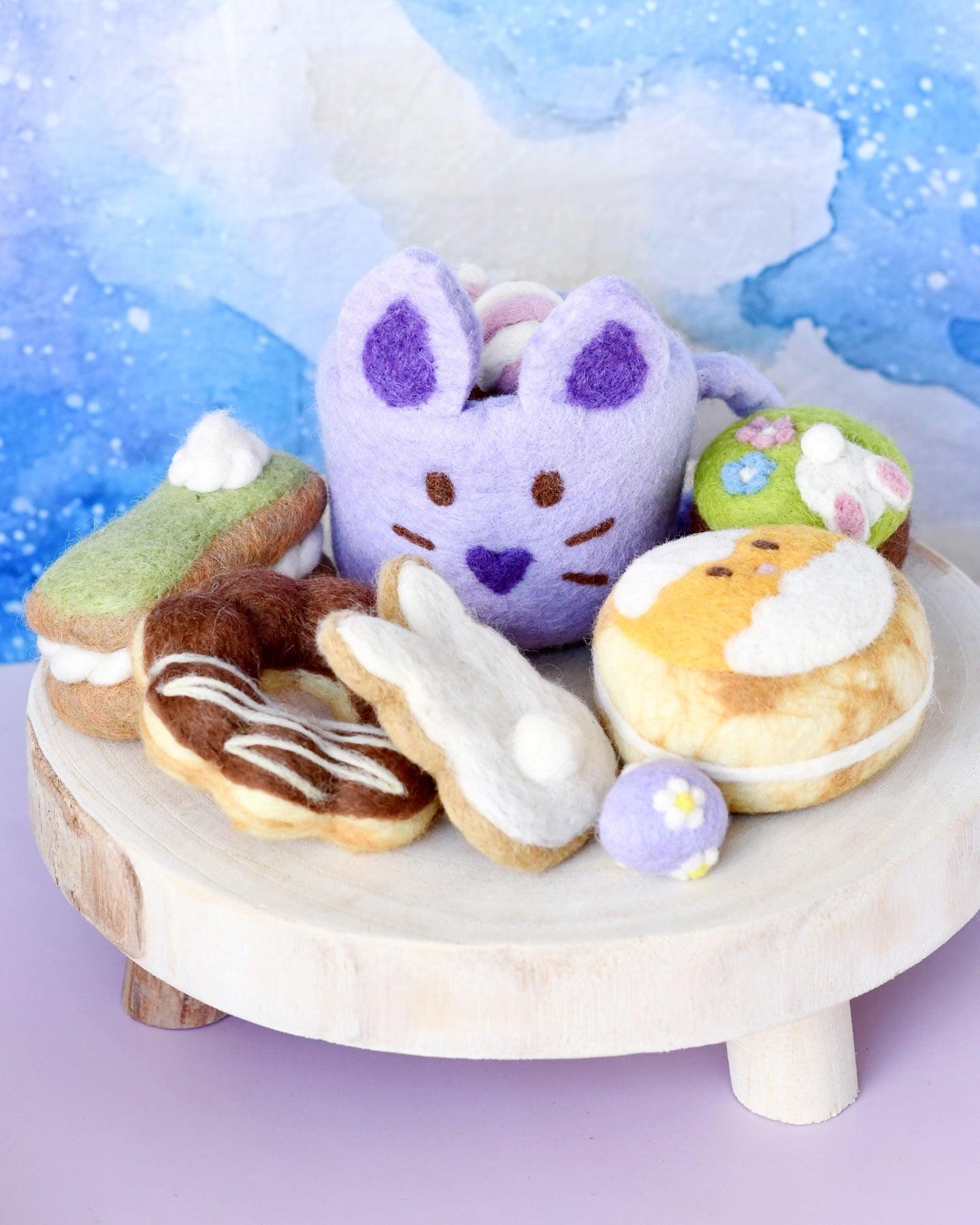 Grazing Box of Easter Felt Play Food (Lilac Purple Mug) - Tara Treasures