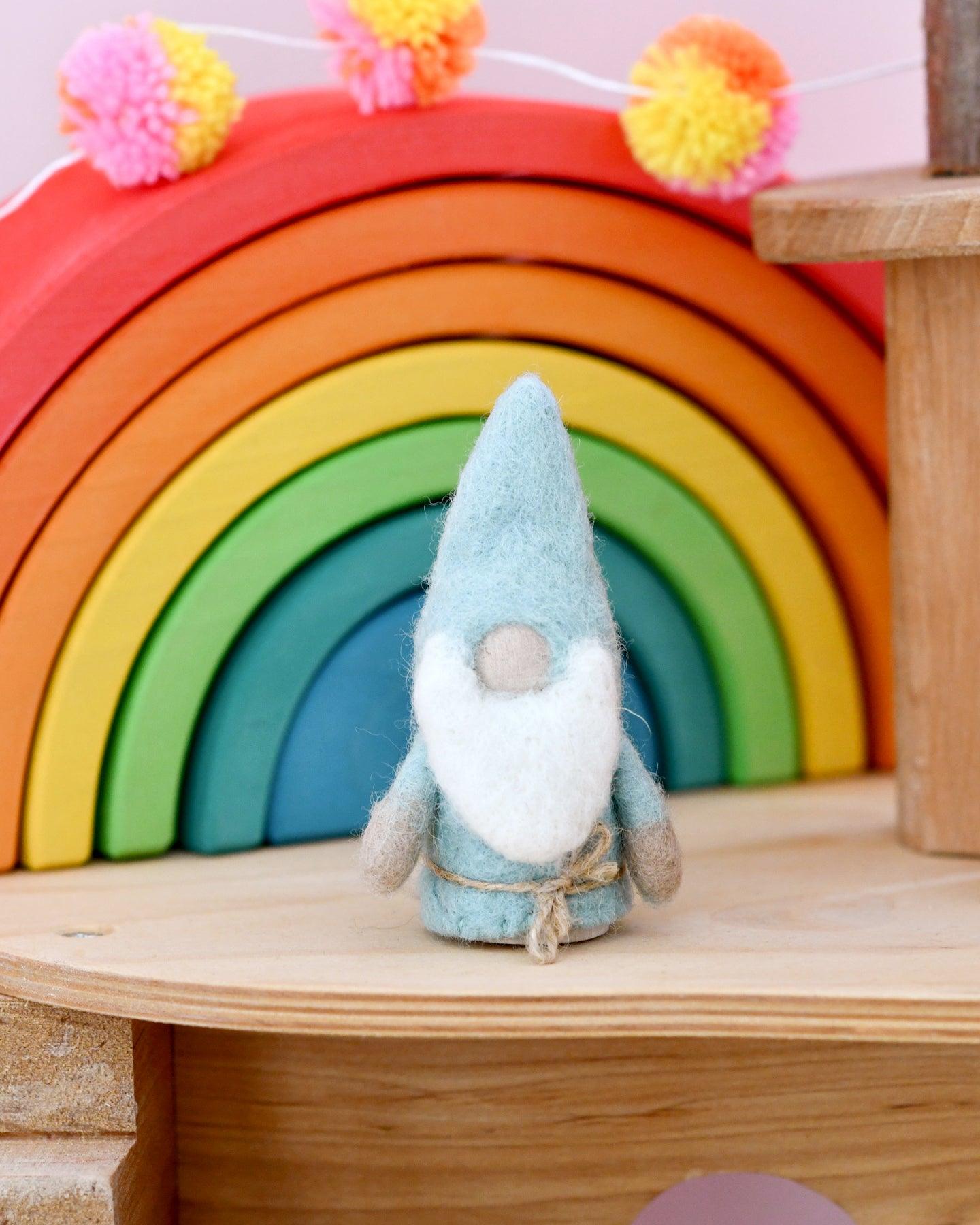 Pastel Blue Felt Gnome Peg Doll - Tara Treasures