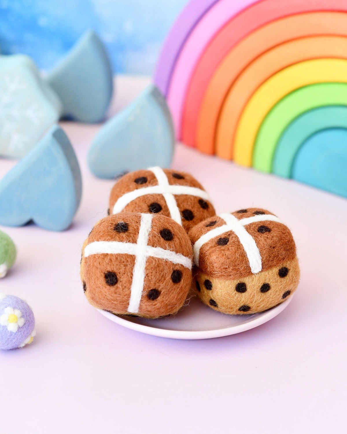 Felt chocolate hot cross buns - set or single
