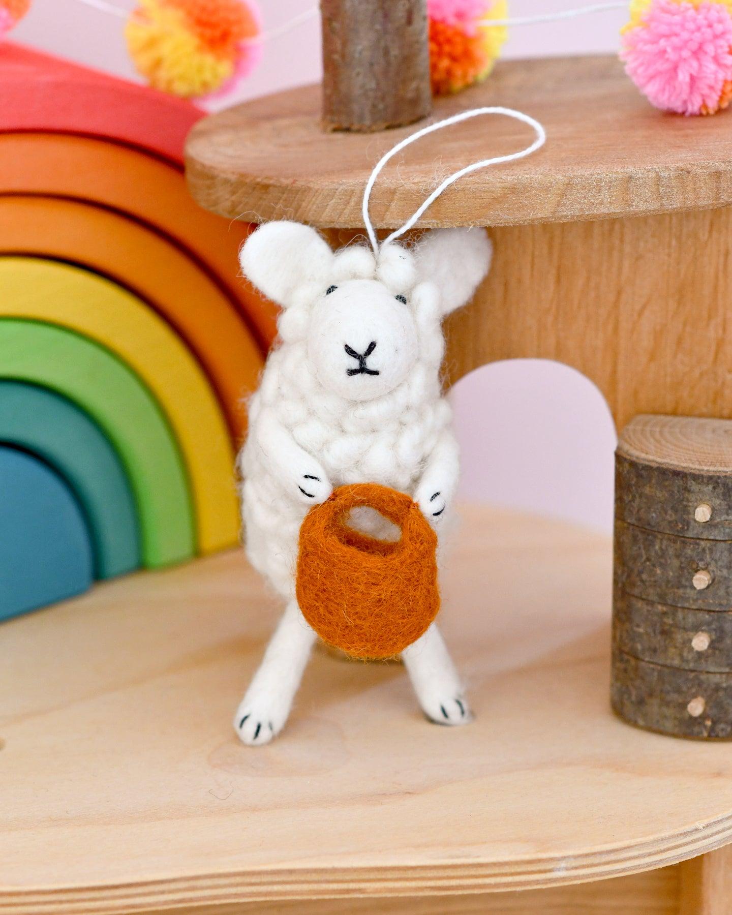 Felt White Sheep Lamb Ornament - Tara Treasures