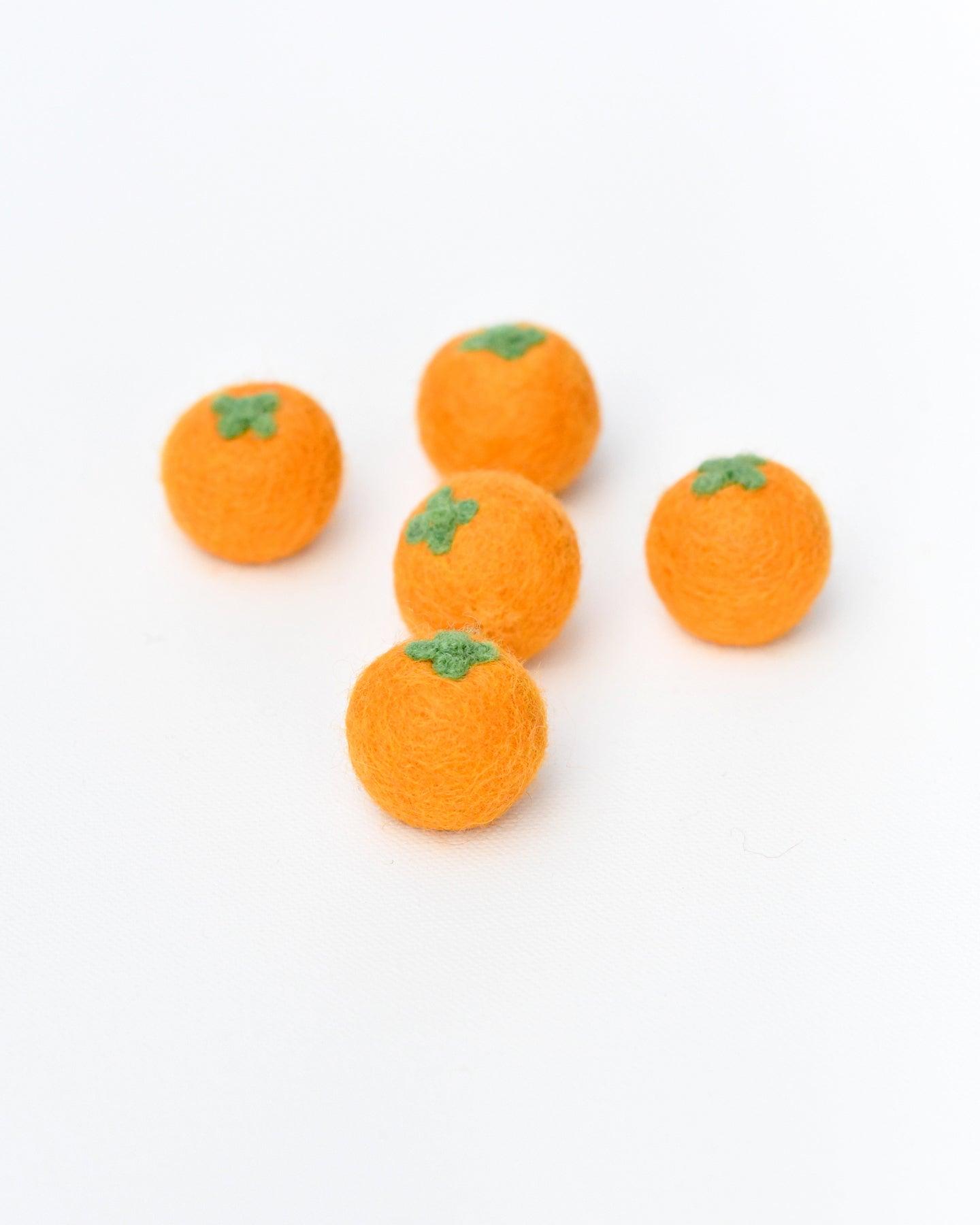 Felt Oranges - Set of 5 Oranges - Tara Treasures