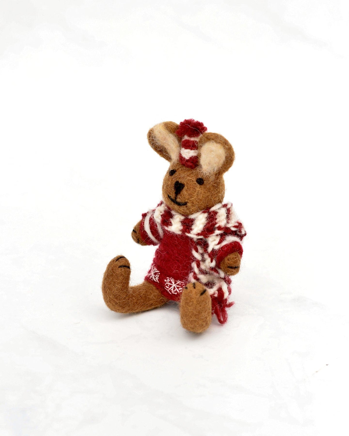 Felt Brown Hare Rabbit with Red Sweater – Tara Treasures