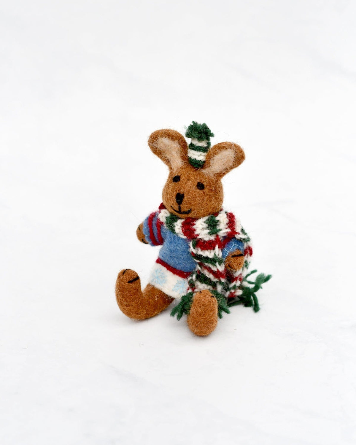 Felt Brown Hare Rabbit with Blue Sweater – Tara Treasures