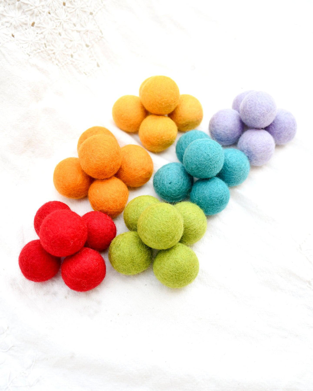 Wool Felt Balls in a Pouch Colourful Set 3cm 30 balls Tara Treasures