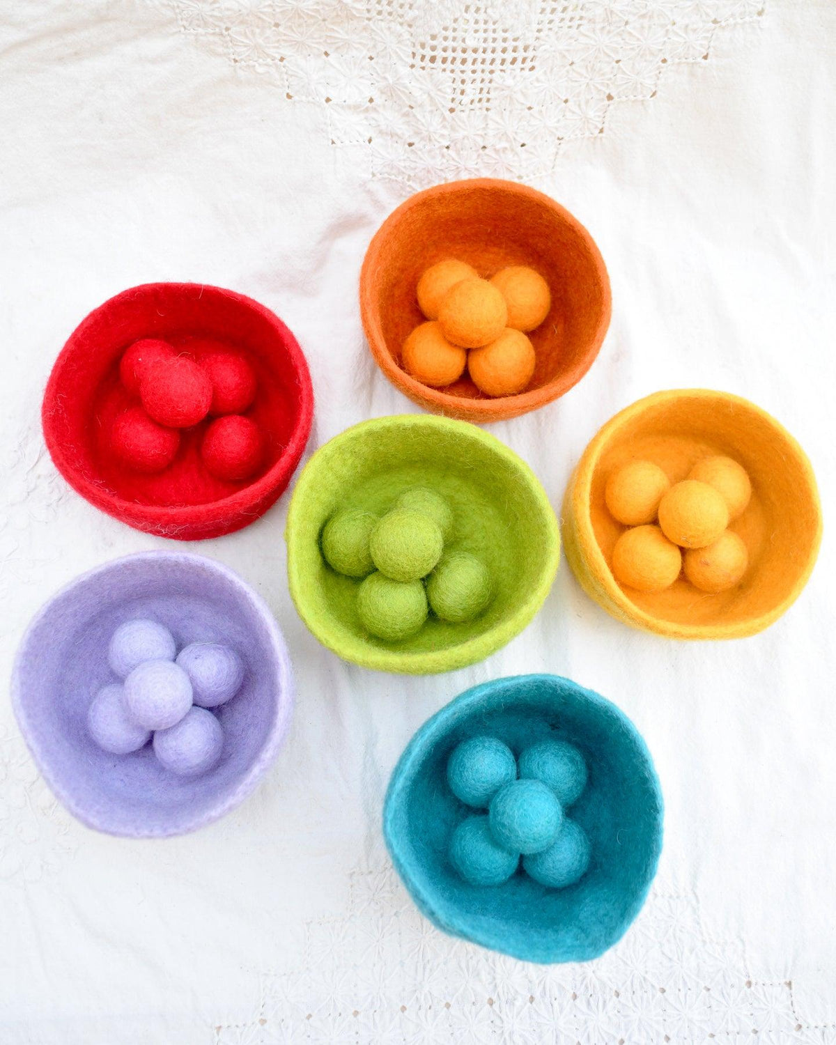 Wool Felt Balls in a Pouch - Pastel Set 3cm 30 balls - Tara Treasures