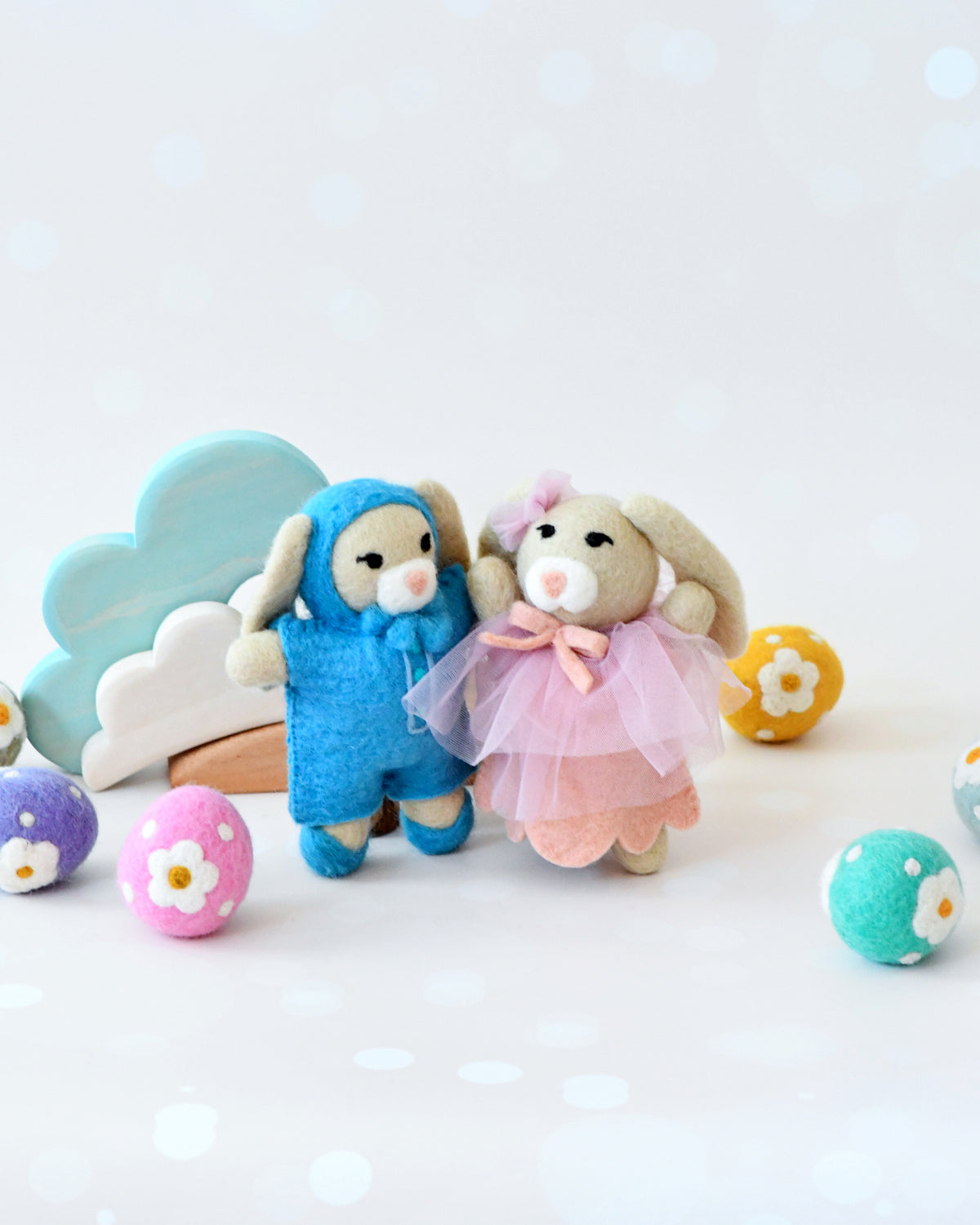 Adorable Rabbit Felt Doll with Blue Overalls – Tara Treasures