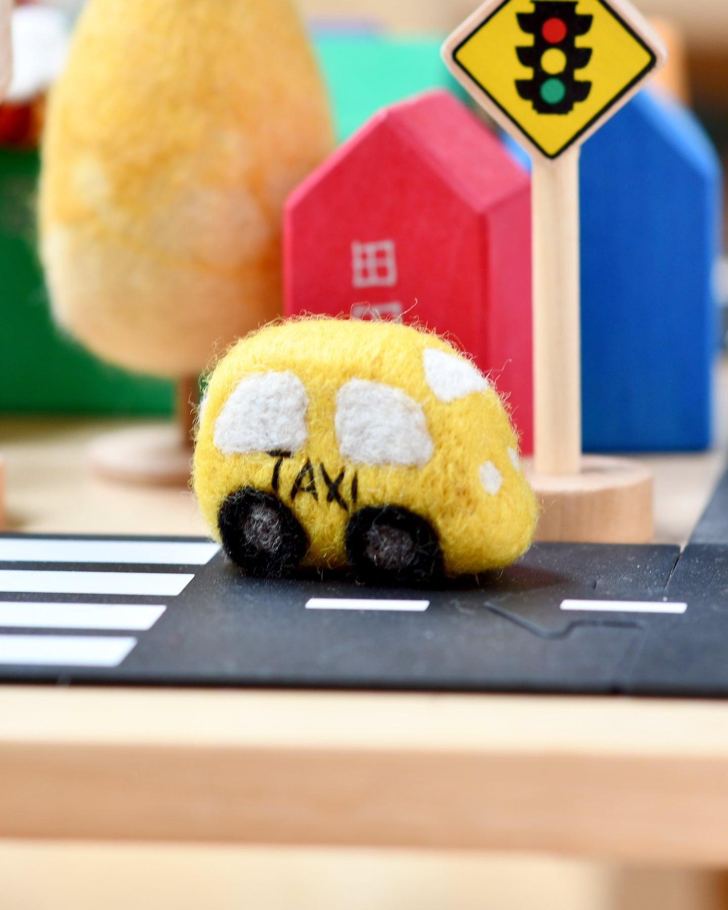 Felt Yellow Taxi Toy - Tara Treasures