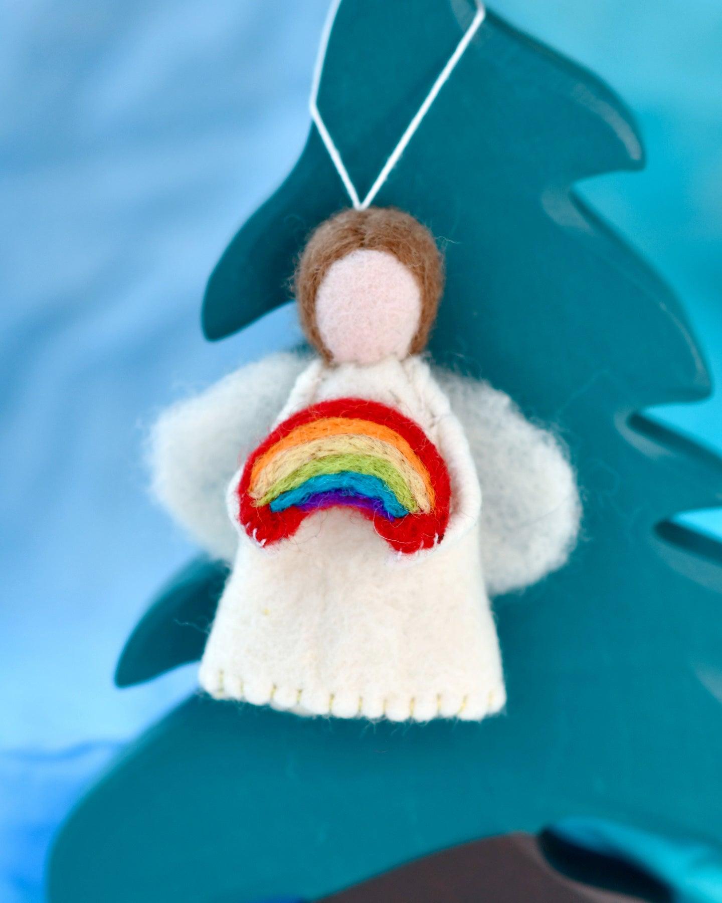 Native American Angel Tree Topper, Tan Skinned, Needle Felt Waldorf  Inspired 