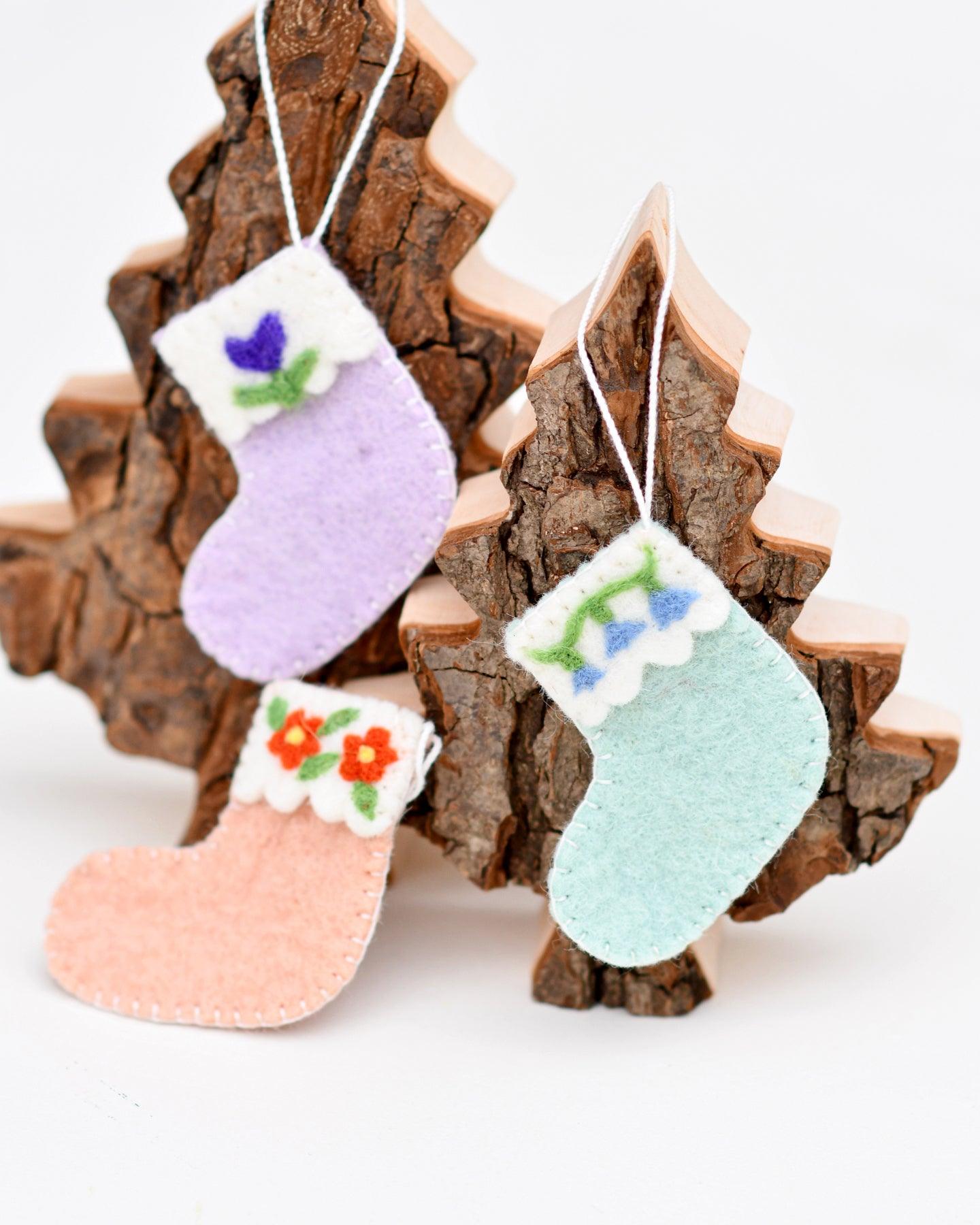 Felt Christmas Stocking Ornaments C (Set of 3) - Tara Treasures