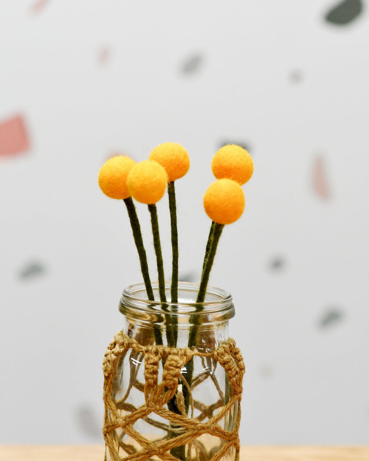 Felt Yellow Billy Buttons - Set of 5 Stems - Tara Treasures