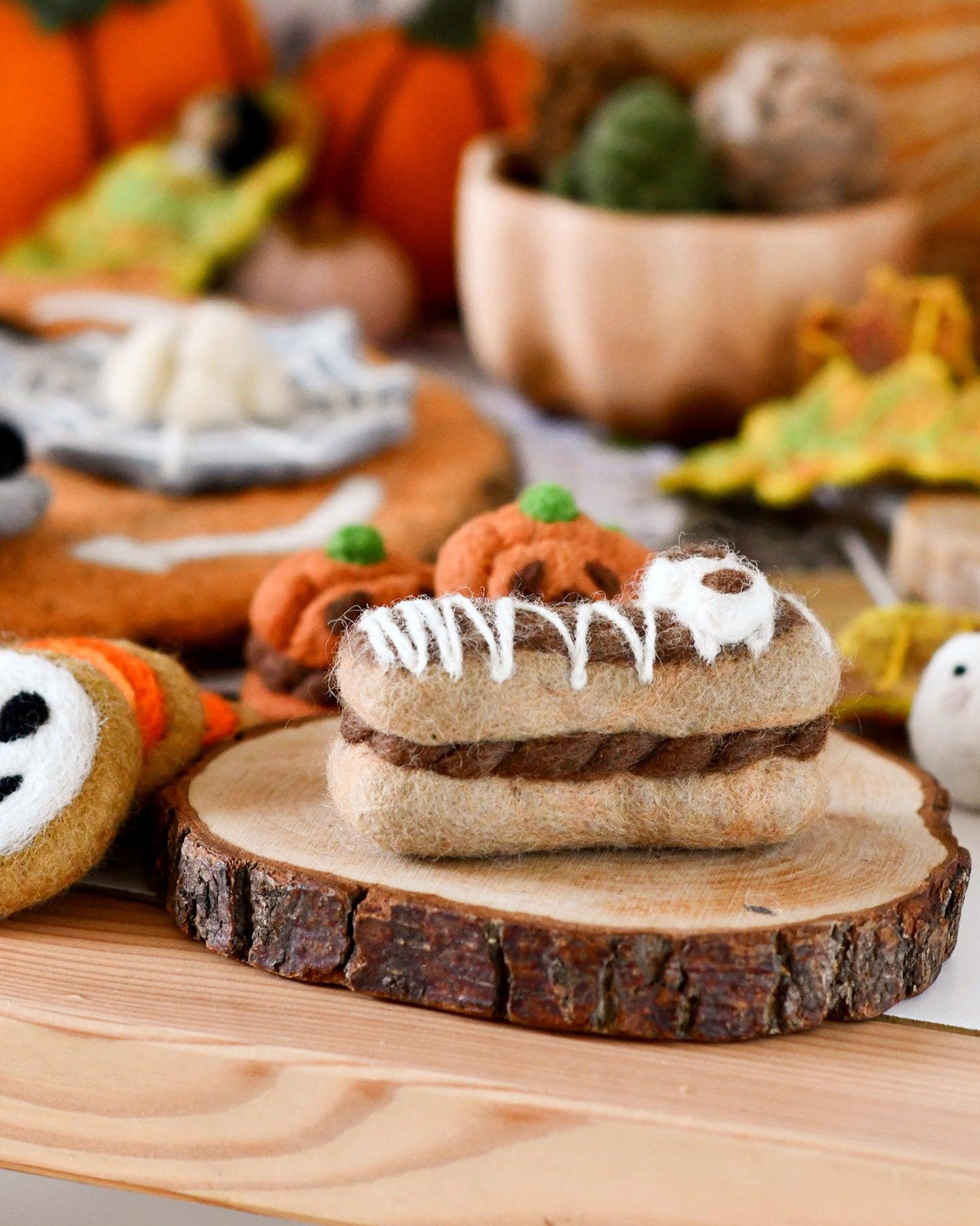 Felt Mummy Chocolate Eclair for Halloween - Tara Treasures