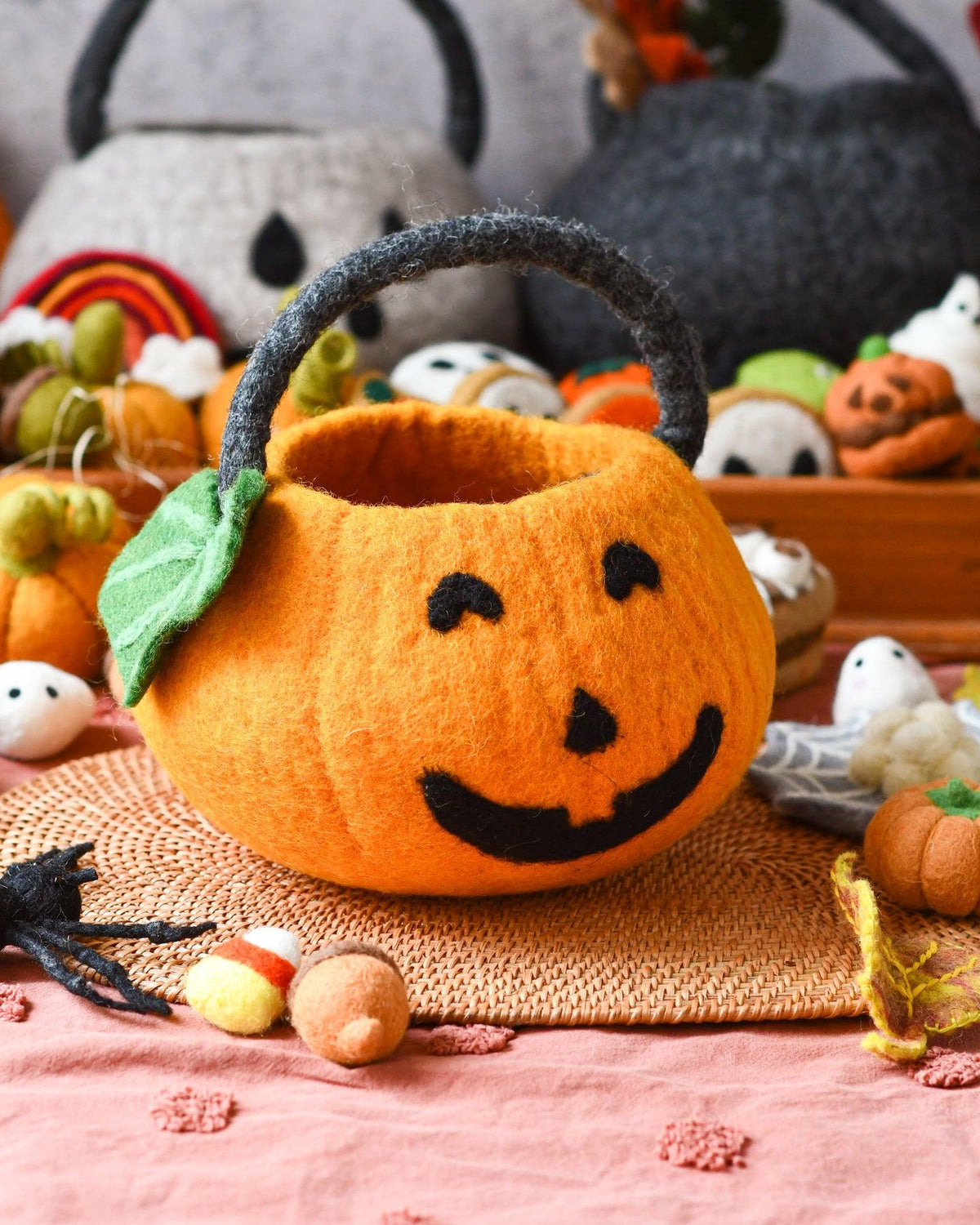 Felt Jack O' Lantern Pumpkin Bag - Tara Treasures