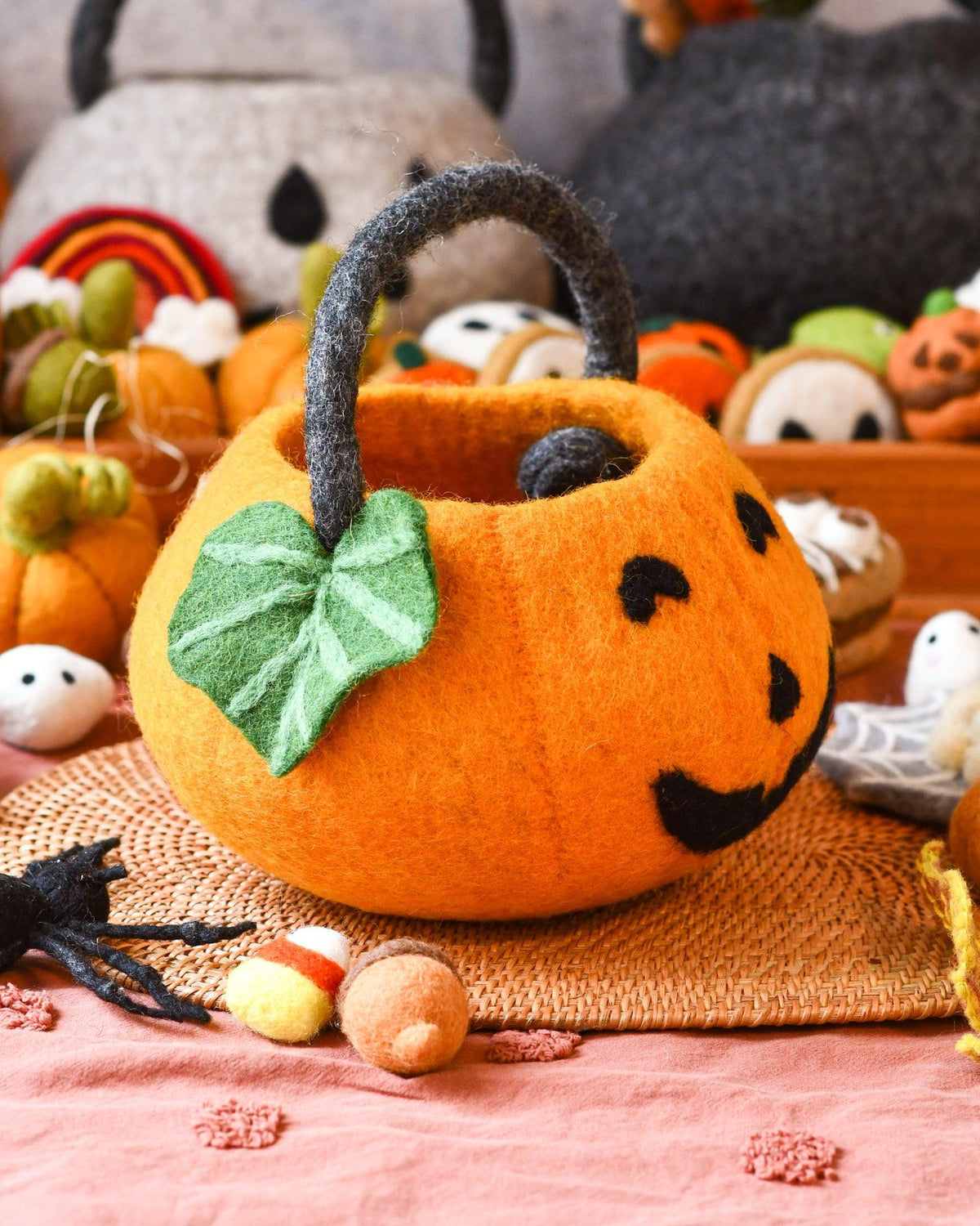Felt Jack O' Lantern Pumpkin Bag - Tara Treasures