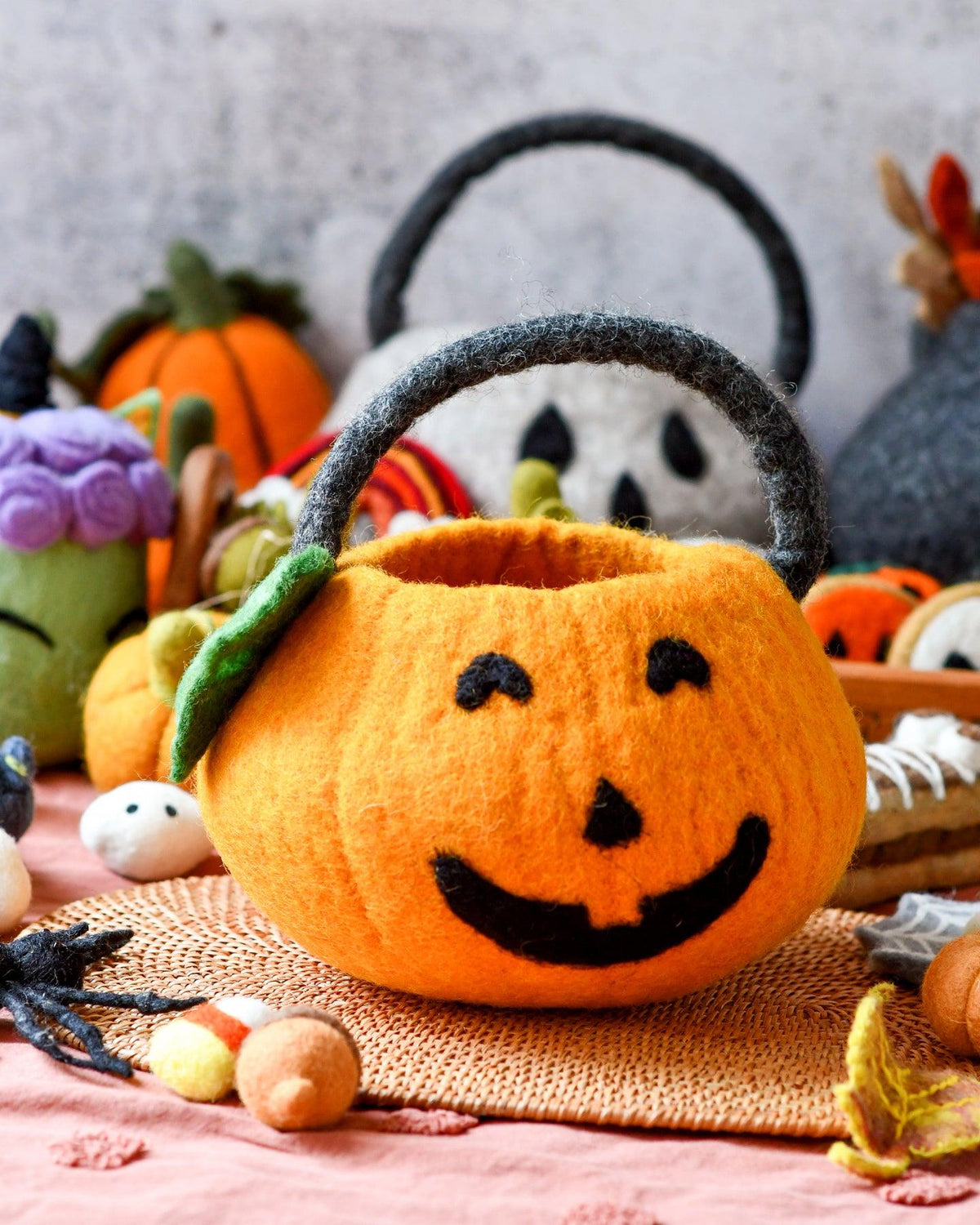 Felt Jack O' Lantern Pumpkin Bag - Tara Treasures