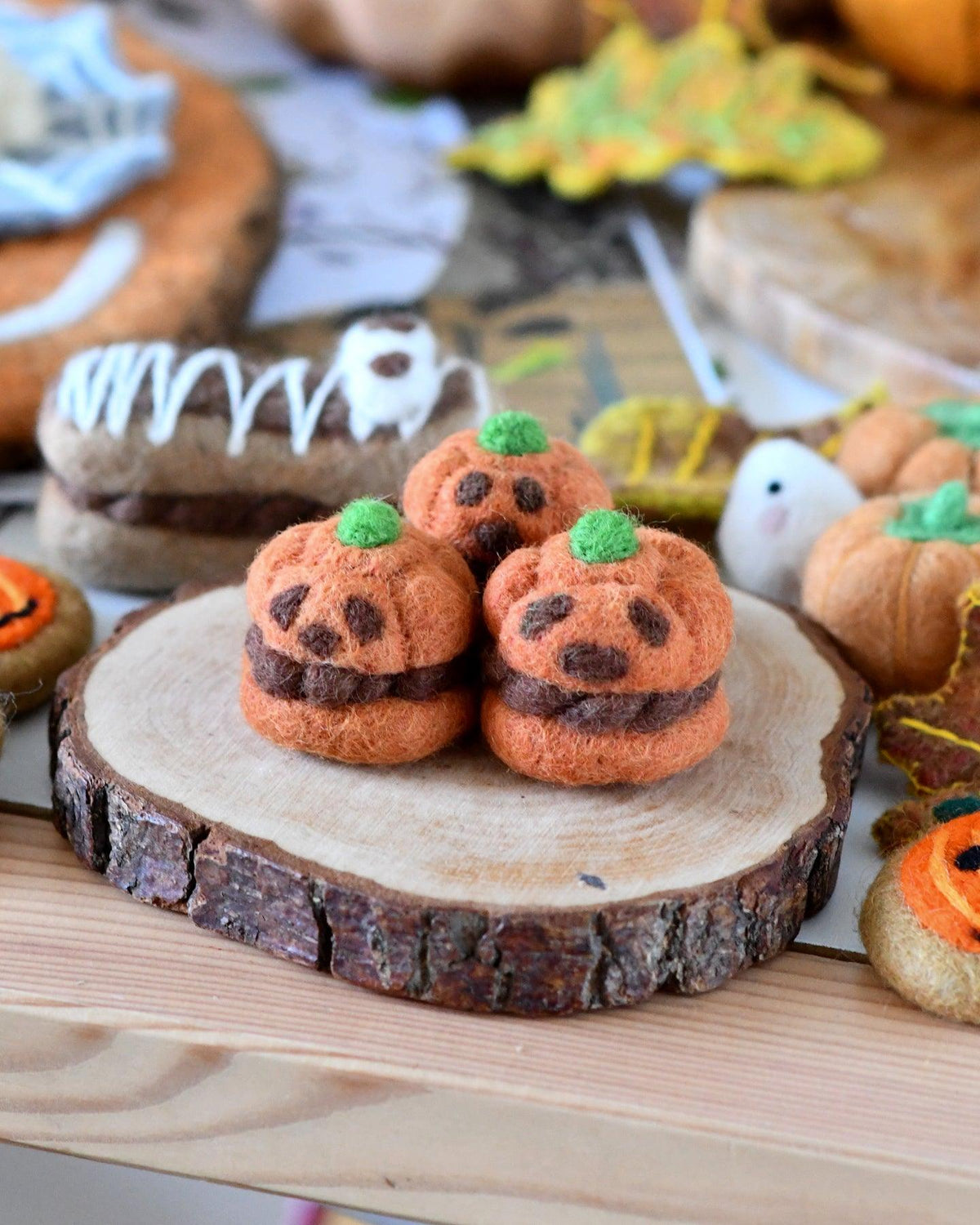 Felt Pumpkin Cream Puff for Halloween - Tara Treasures