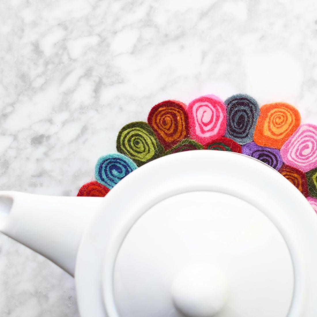 Teapot Trivet - Colourful Spiral 20cm - Tara Treasures