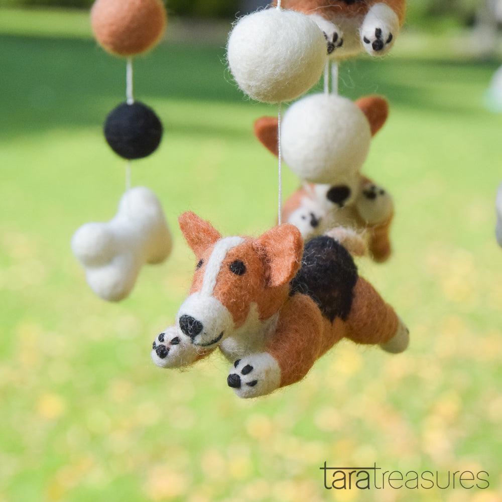 Nursery Cot Mobile - Jumping Corgi Dogs - Tara Treasures