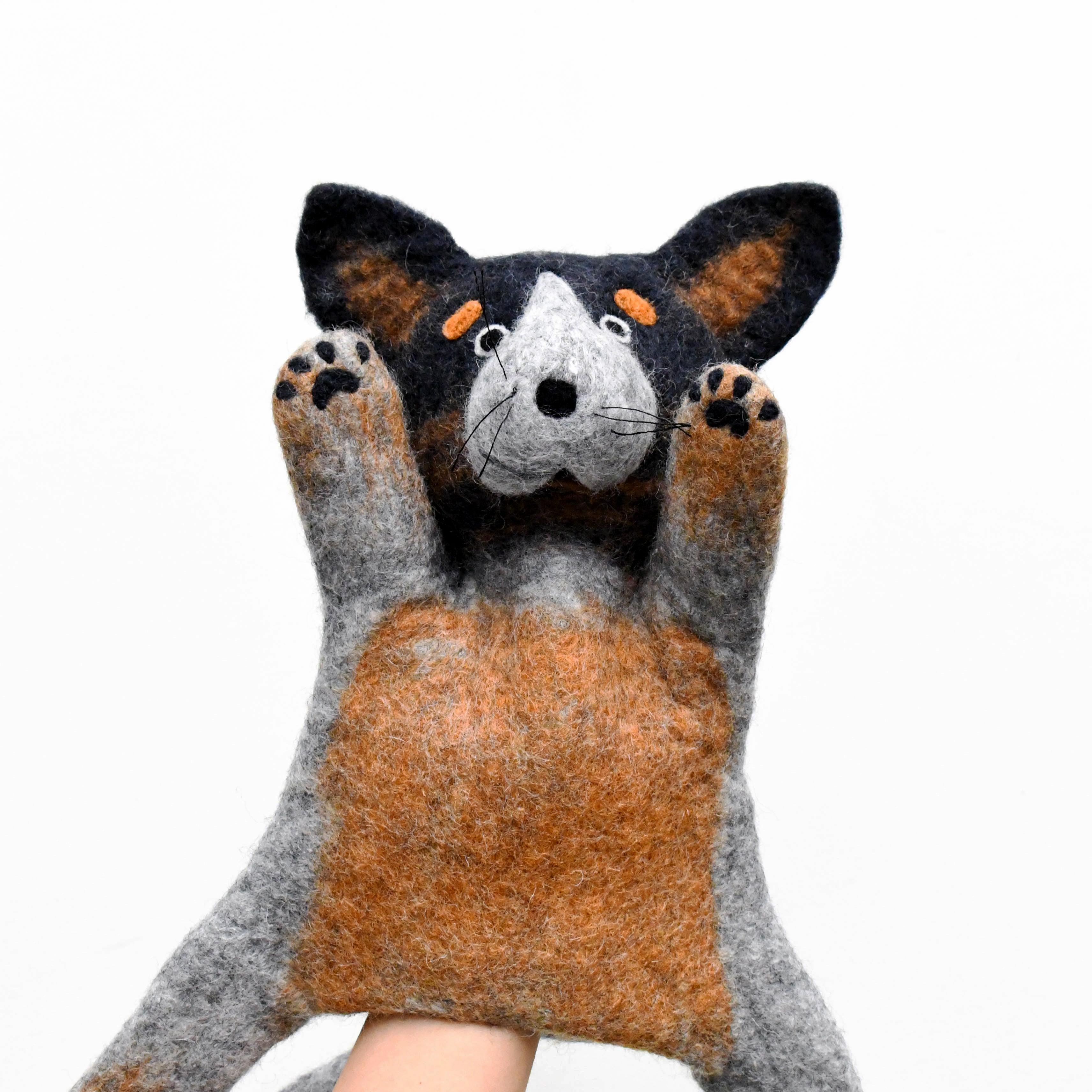 Hand Puppet - Australian Cattle Dog (Blue Heeler) - Tara Treasures