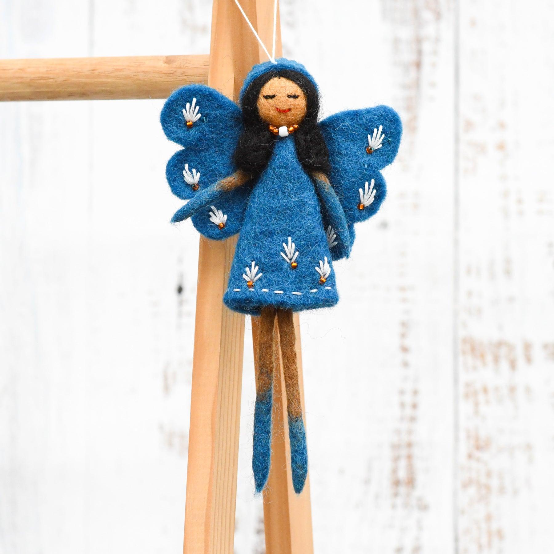 Felt Angel Fairy - Cobalt Blue Dress - Tara Treasures