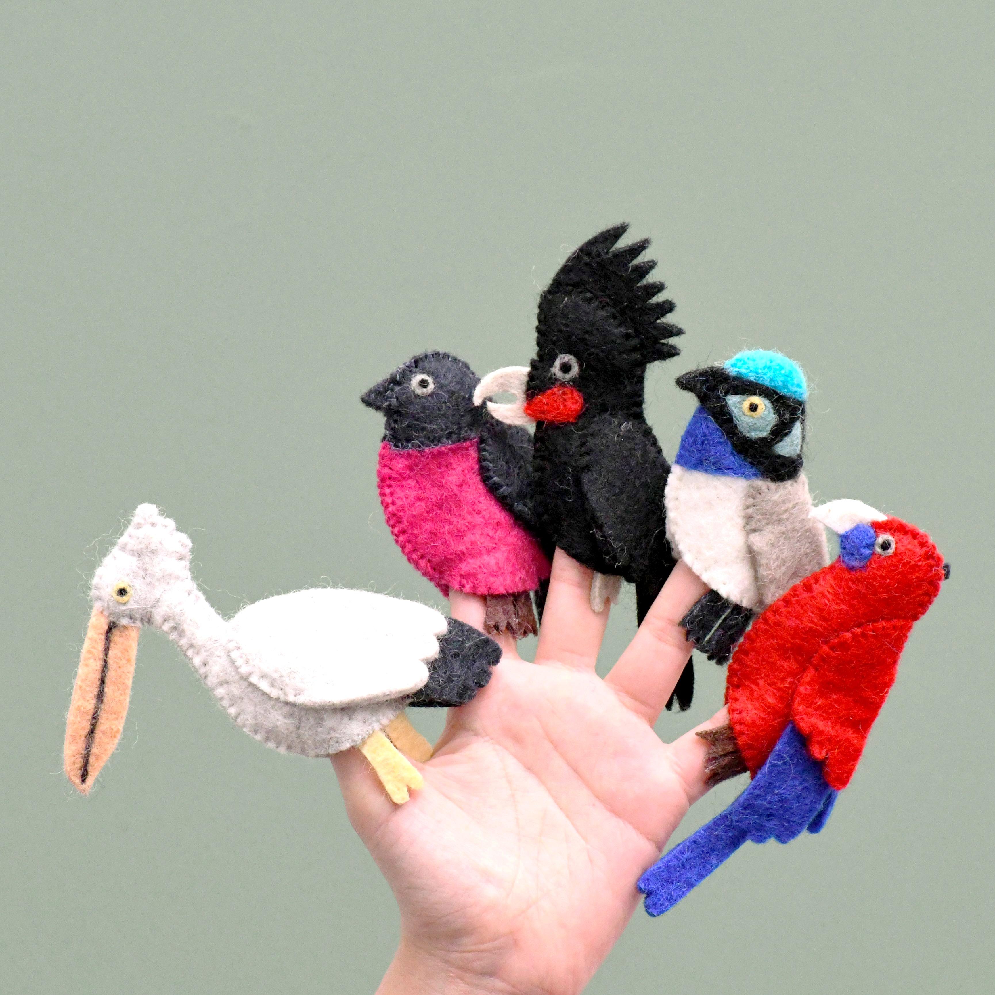 Australian Colourful Birds, Finger Puppet Set - Tara Treasures