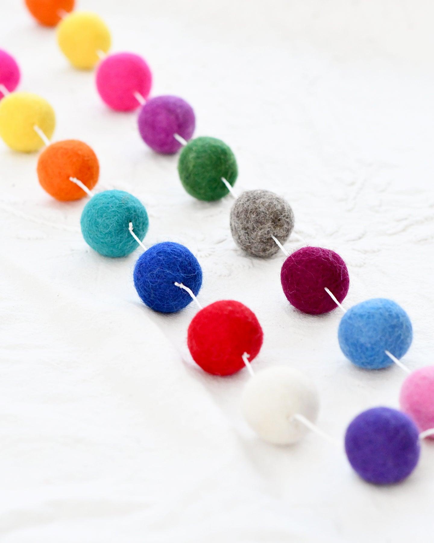 Pompom Felt Ball Garland - Colourful - Tara Treasures