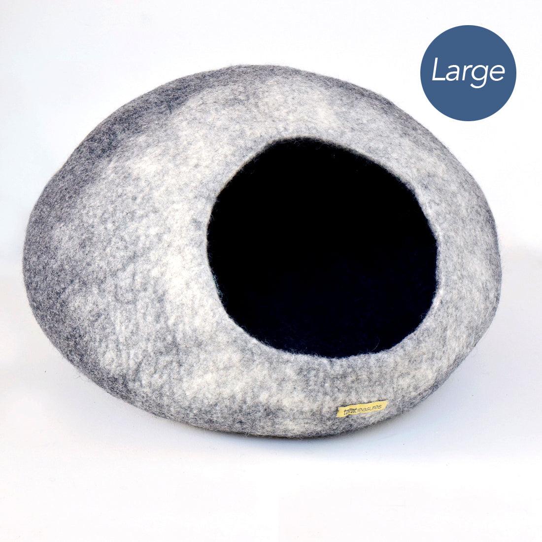 Large Cat Cave - White Grey Ombre Cocoon - Tara Treasures