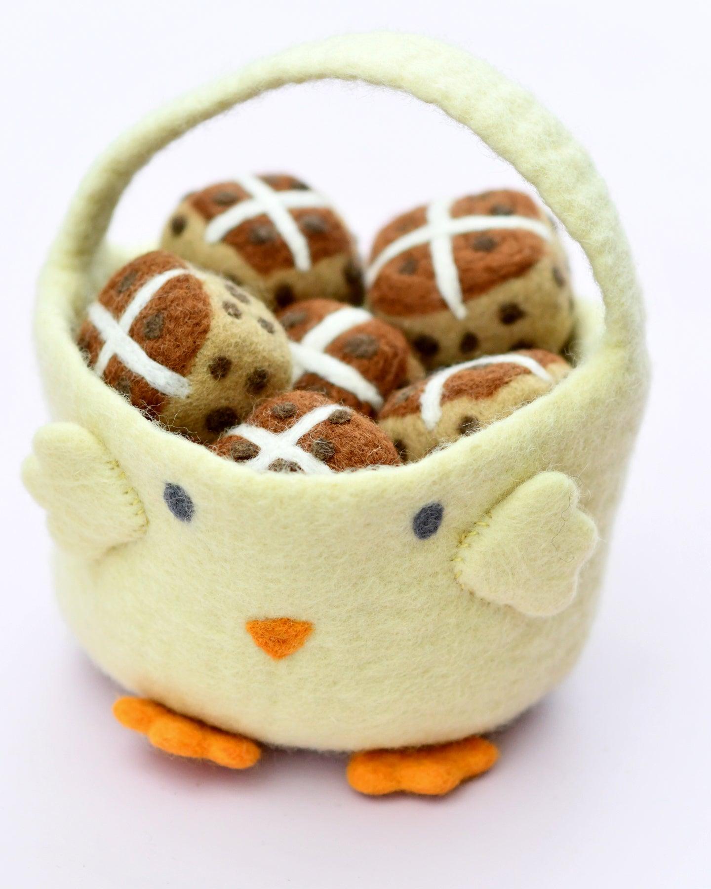 Felt Easter Egg Hunt Basket (Yellow Chick) - Tara Treasures