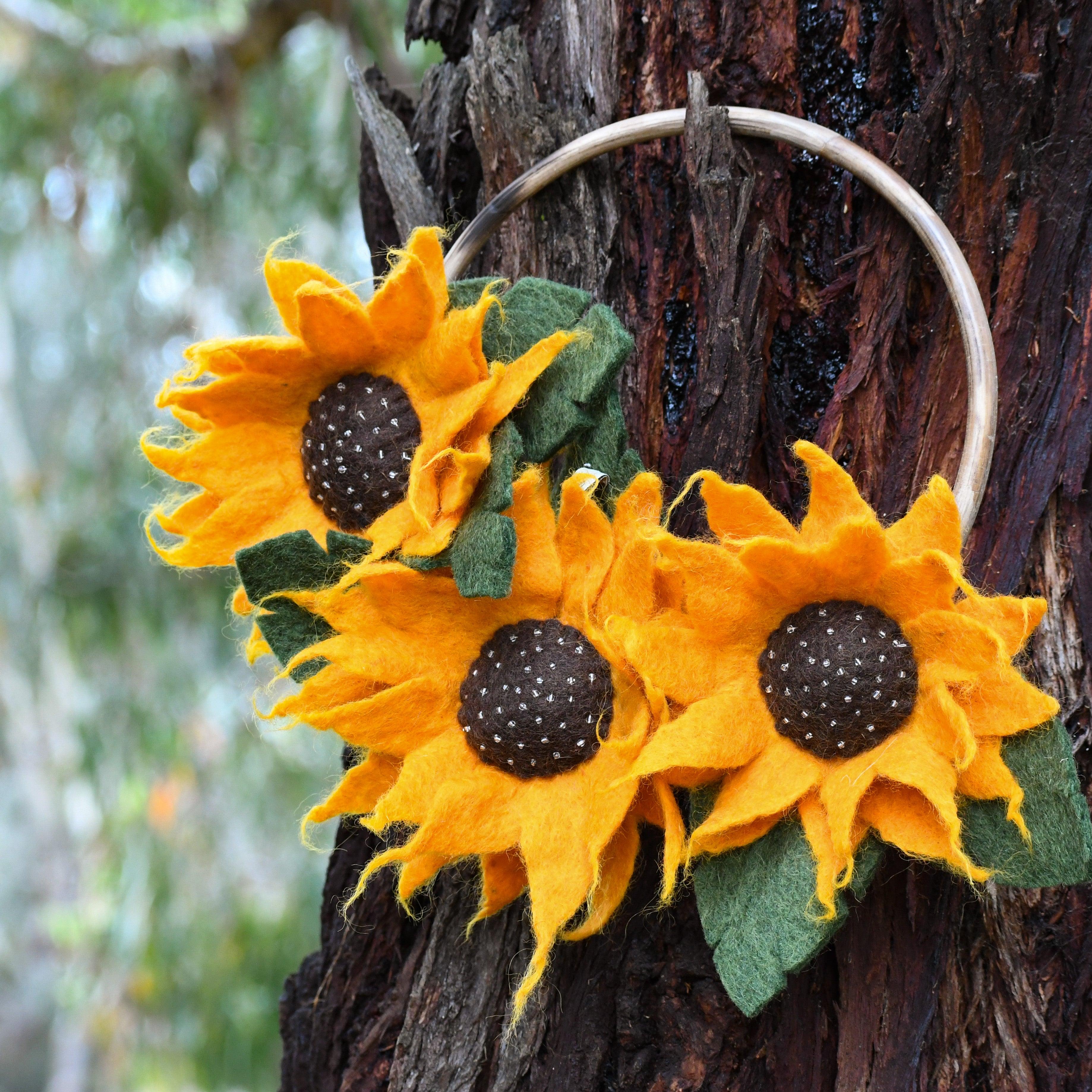 Felt Sunflowers Wreath - Tara Treasures