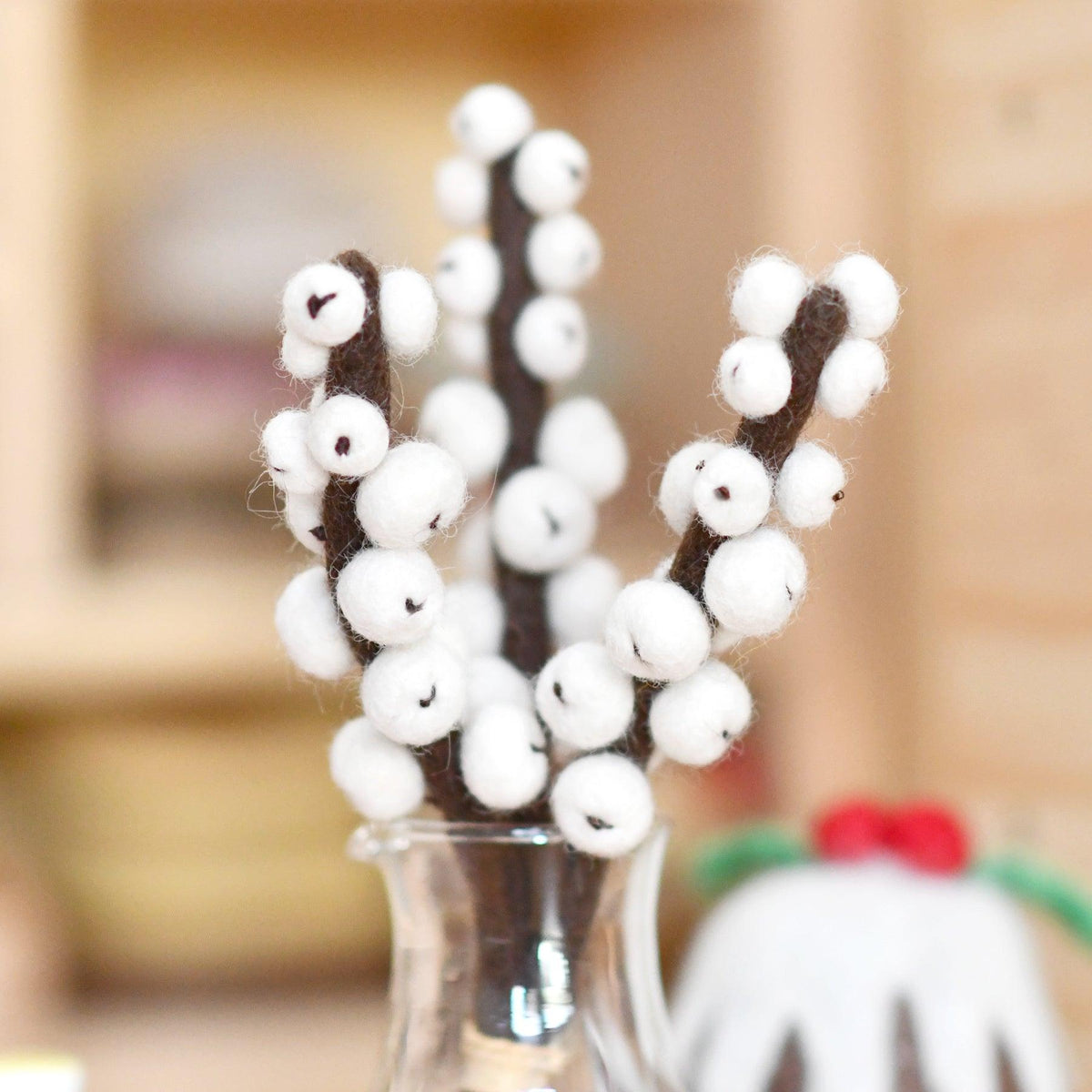 Felt Red Winter Berry Stems set of 3 