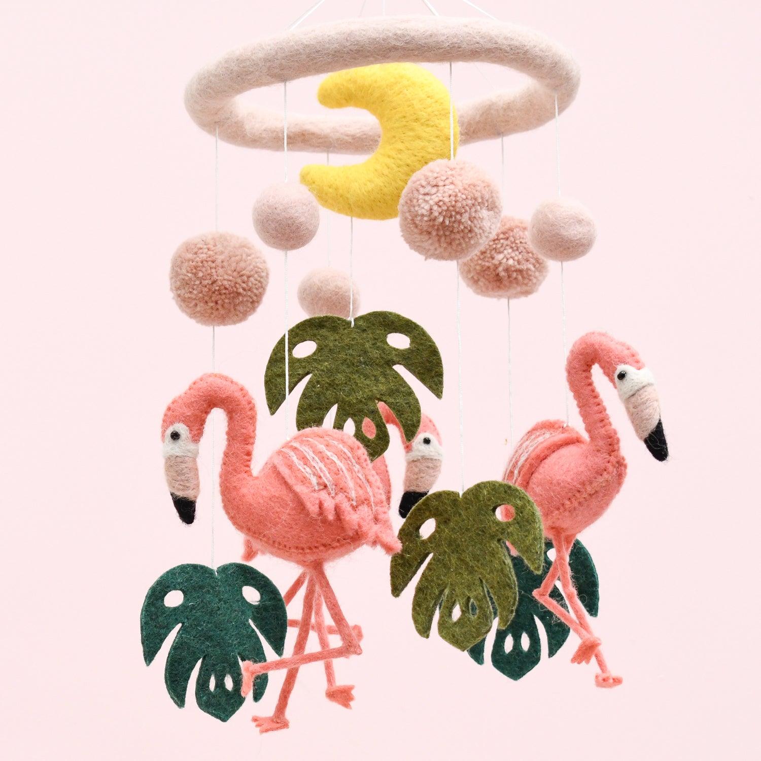 Nursery Cot Mobile - Pink Flamingo Tiki - Tara Treasures