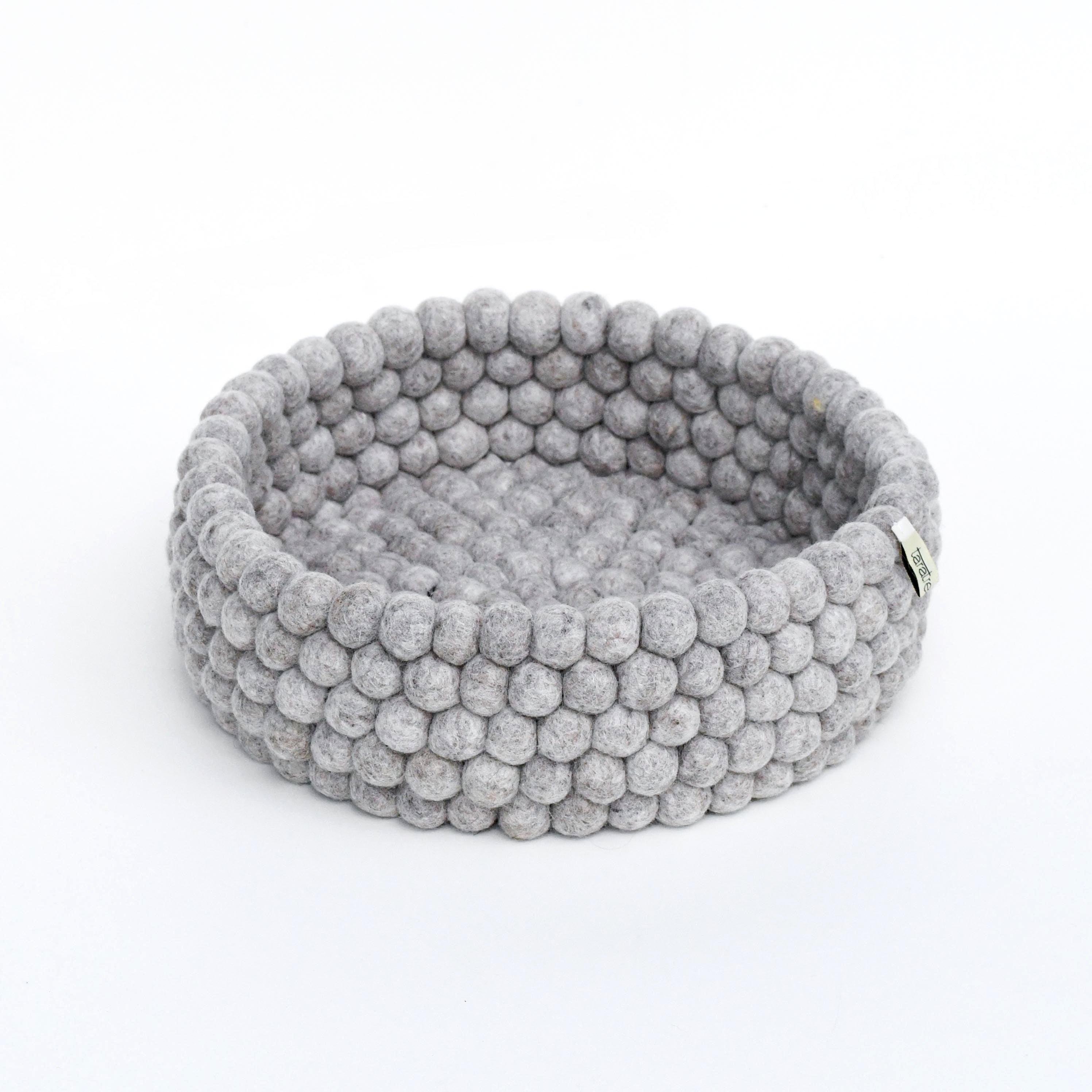 Felt Ball Basket - Light Grey 30cm - Tara Treasures