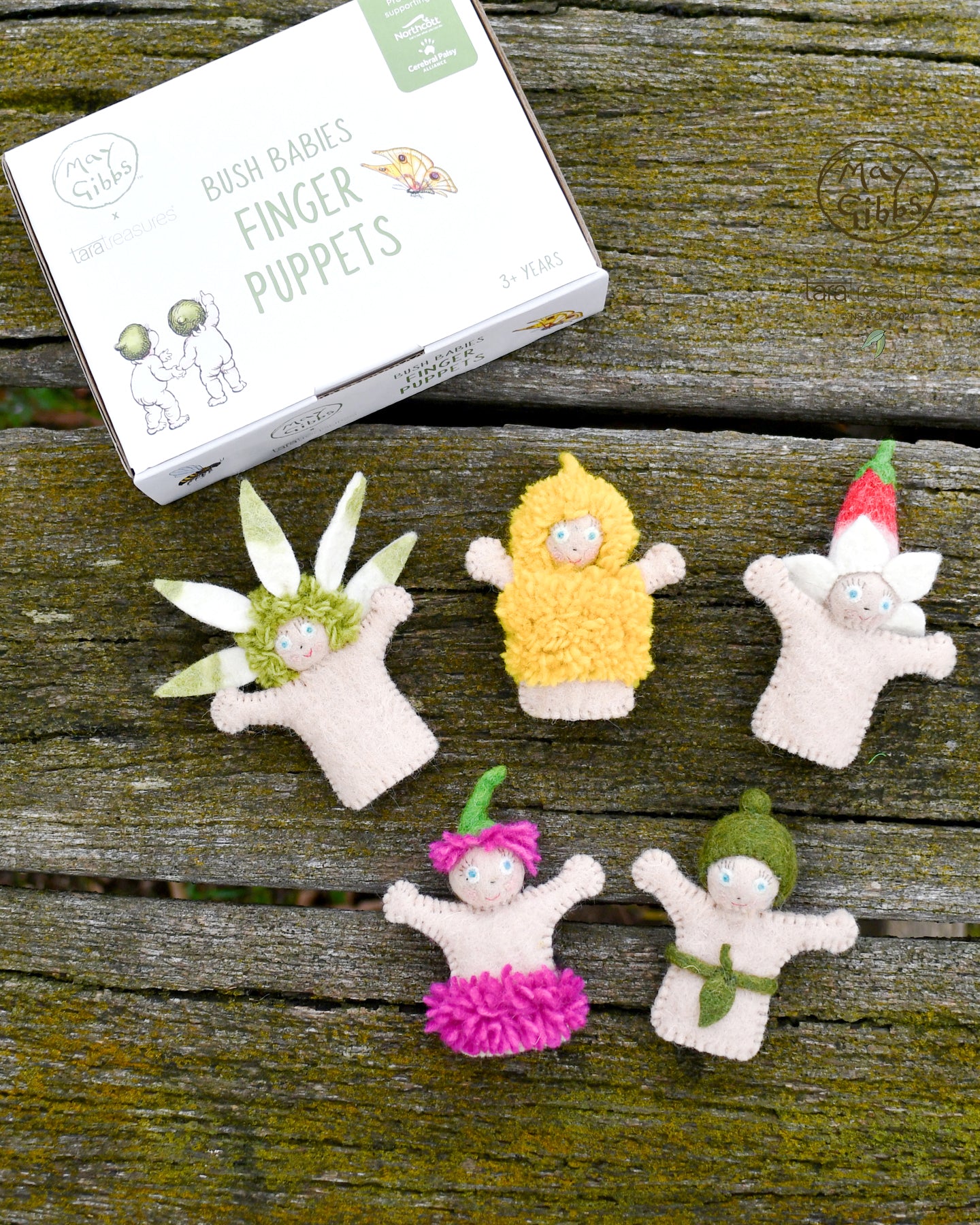 May Gibbs x Tara Treasures  - Bush Babies Finger Puppets Set