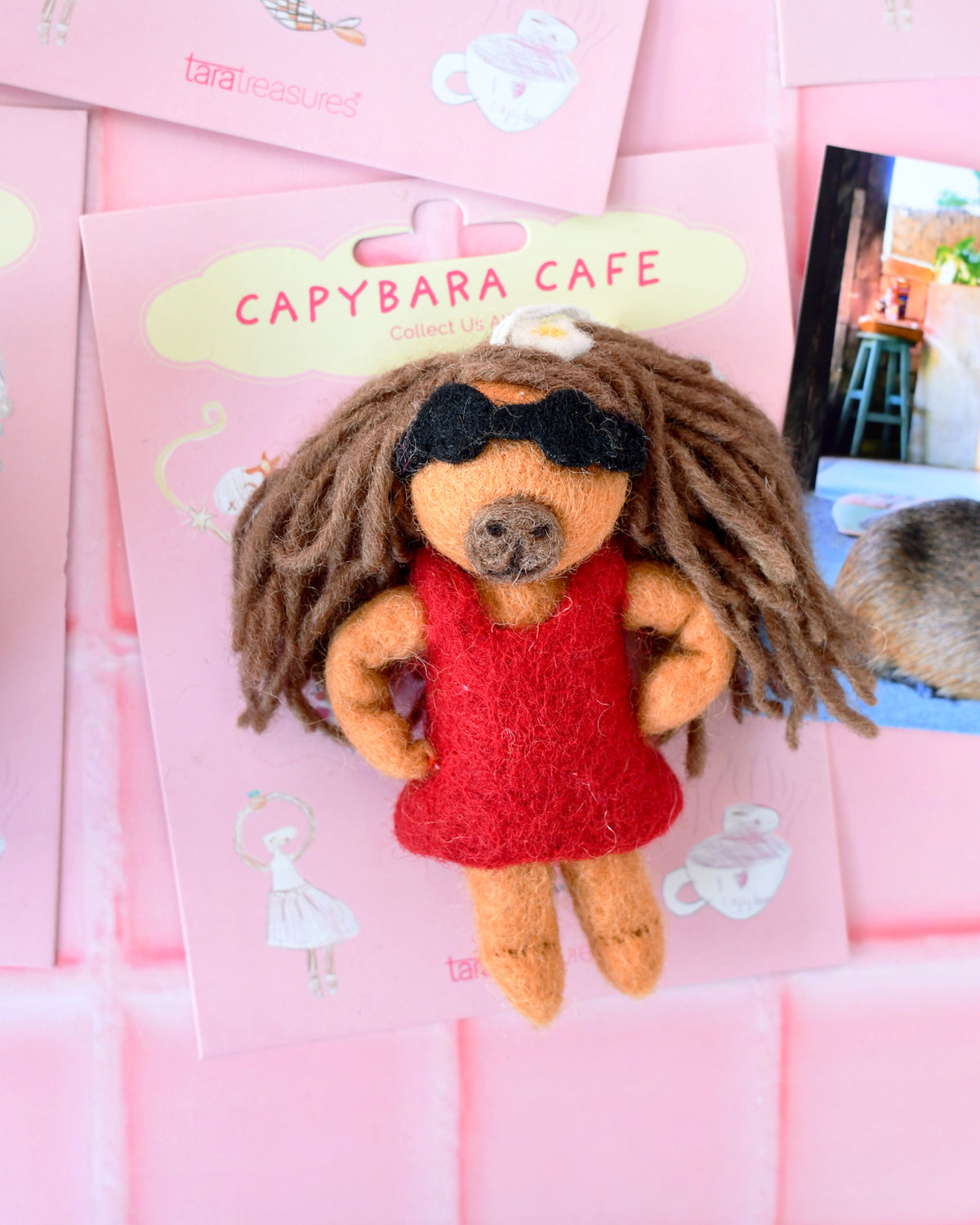 Felt Capybara Cafe Fashionista Ornament