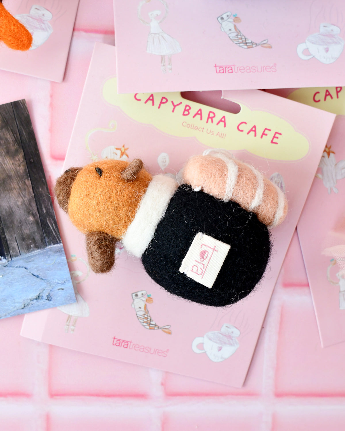Felt Capybara Cafe Sushi Ornament