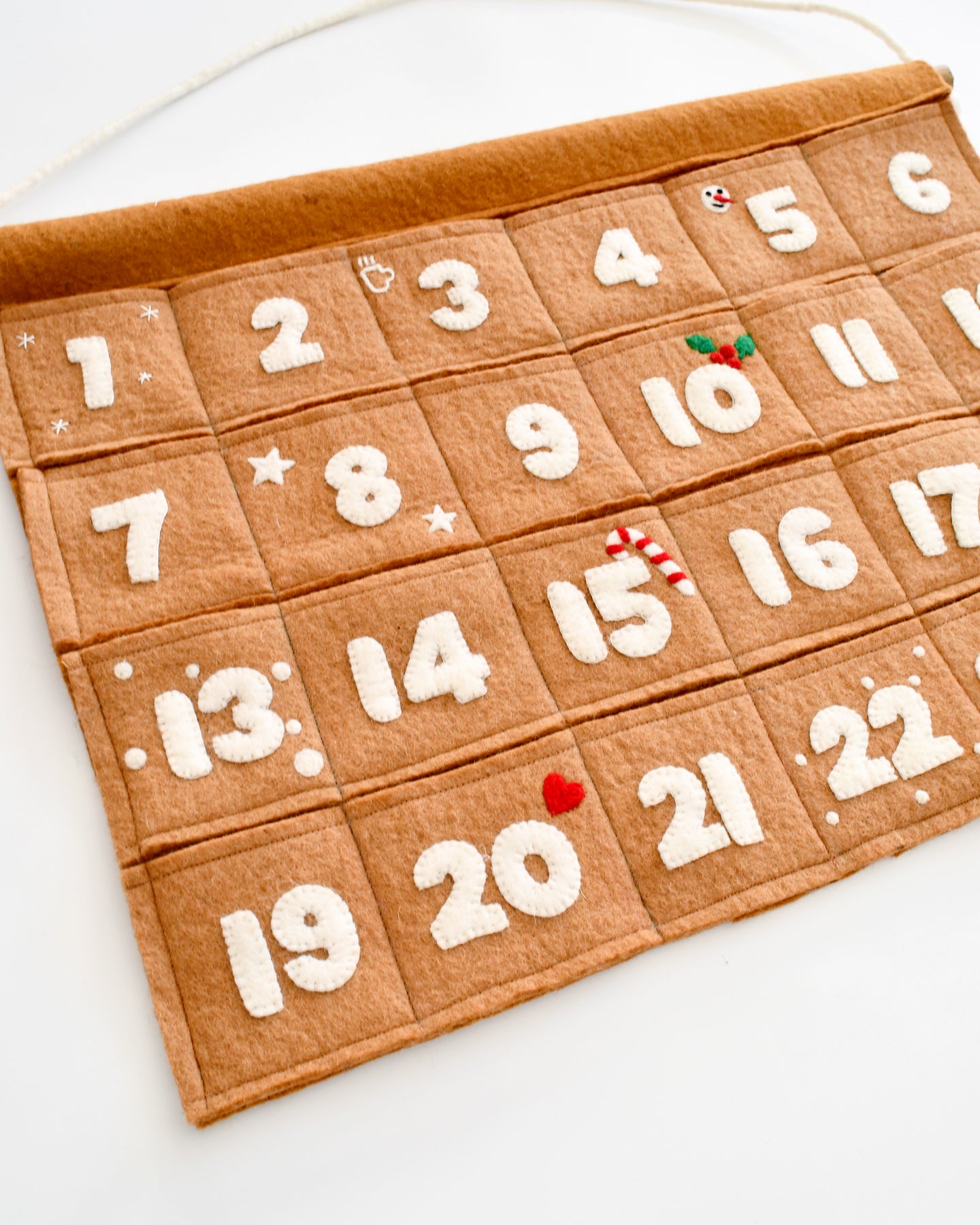 Felt Christmas Advent Calendar in Gingerbread Colour