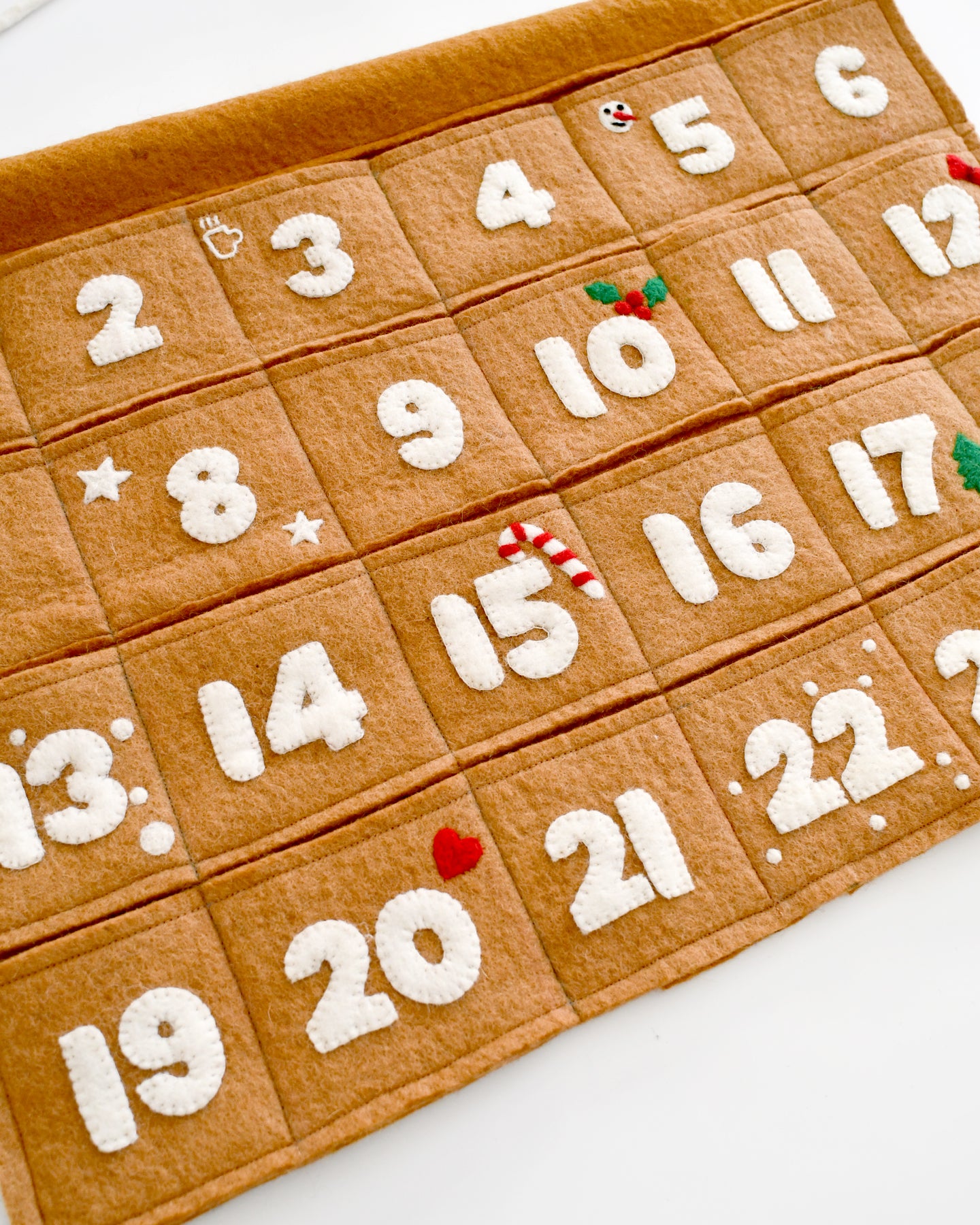 Felt Christmas Advent Calendar in Gingerbread Colour