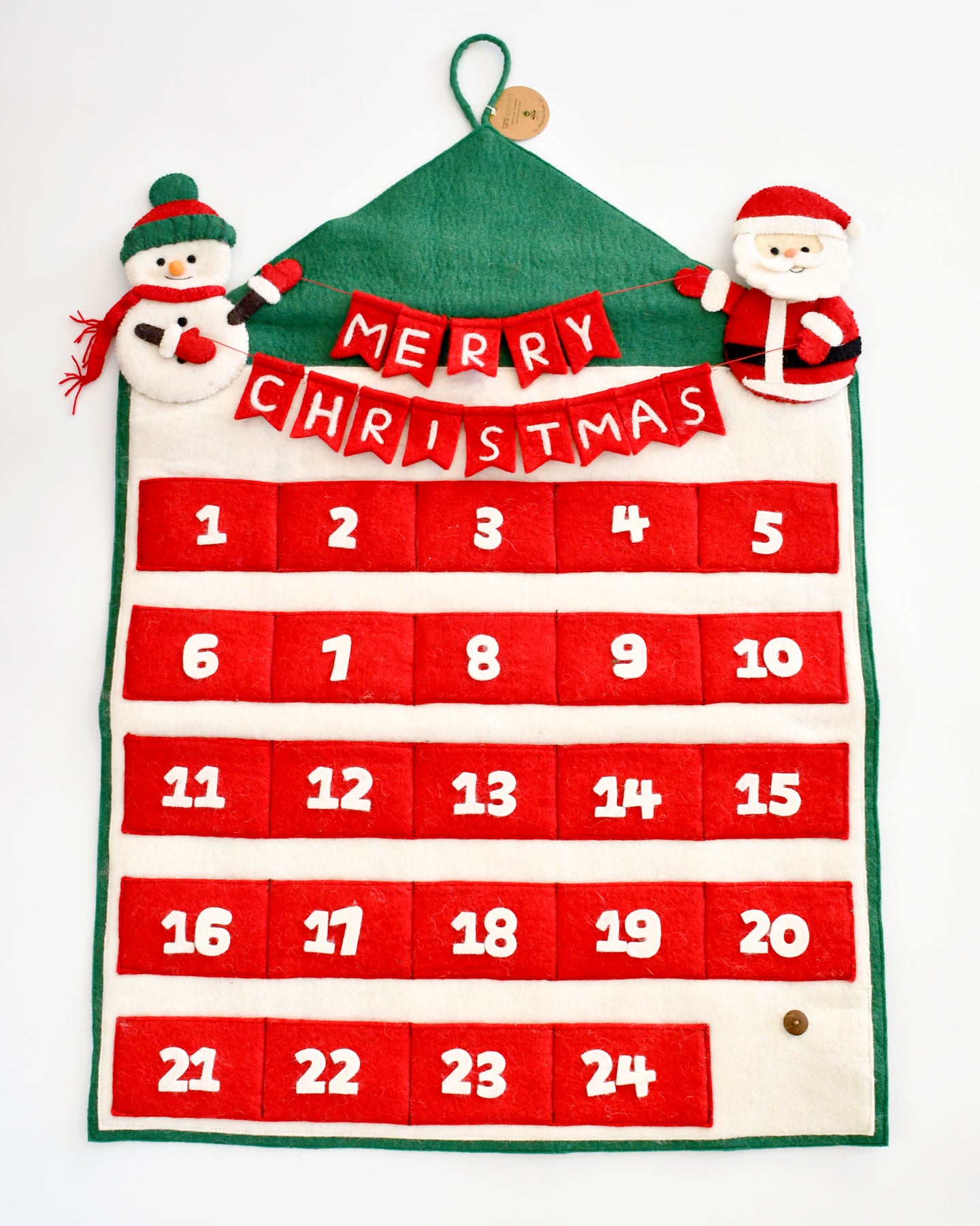 Felt Christmas Advent Calendar with Snowman and Santa