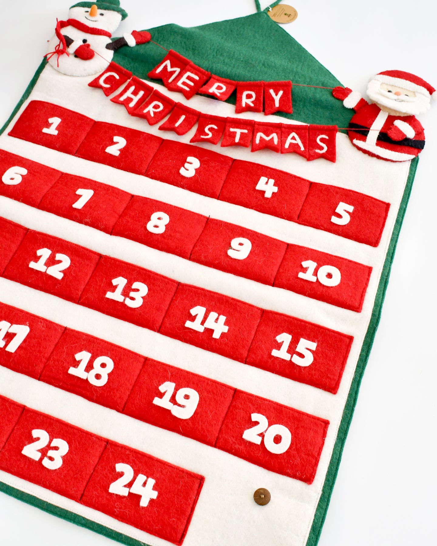 Felt Christmas Advent Calendar with Snowman and Santa