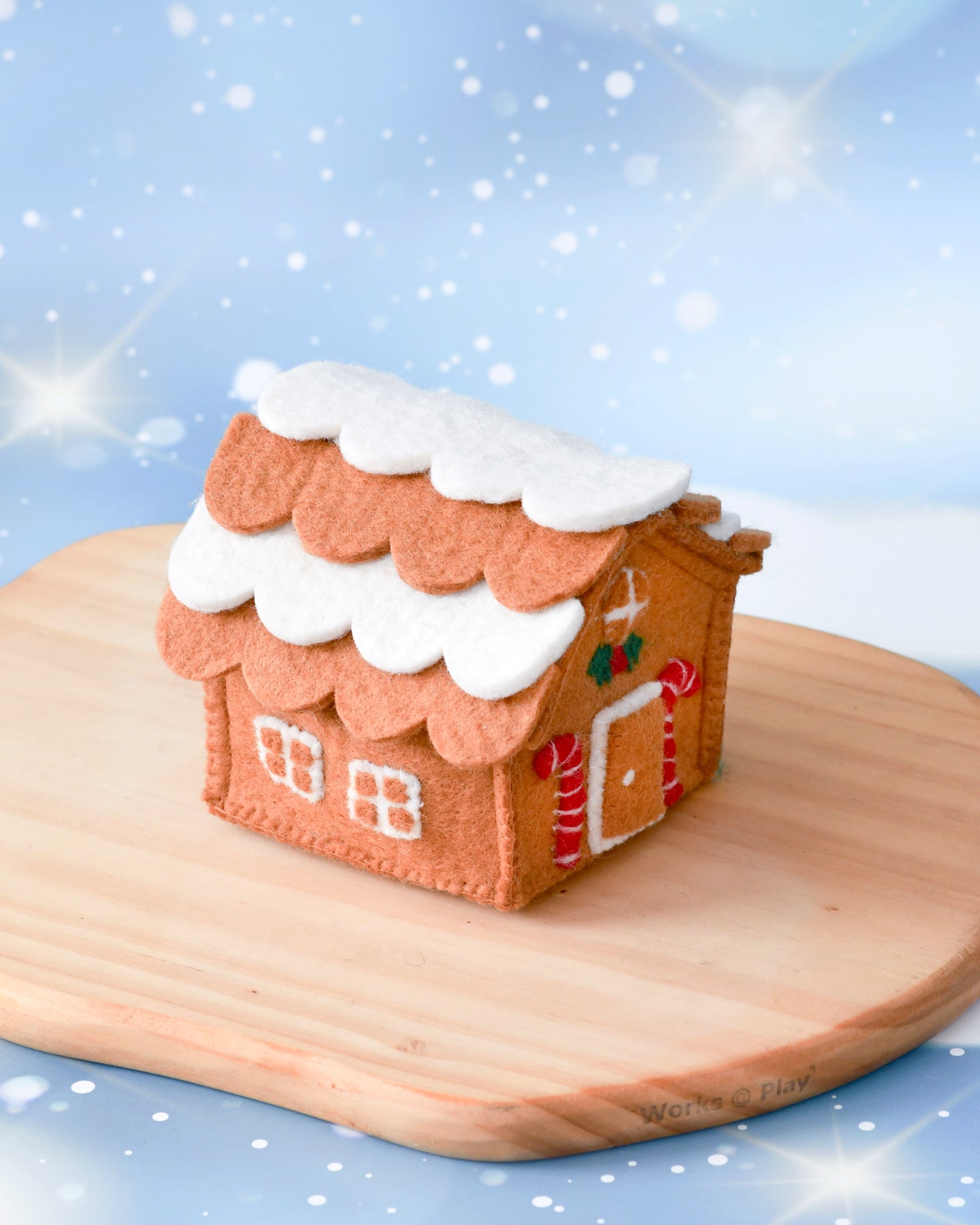 Felt Gingerbread House with Red Candy Canes
