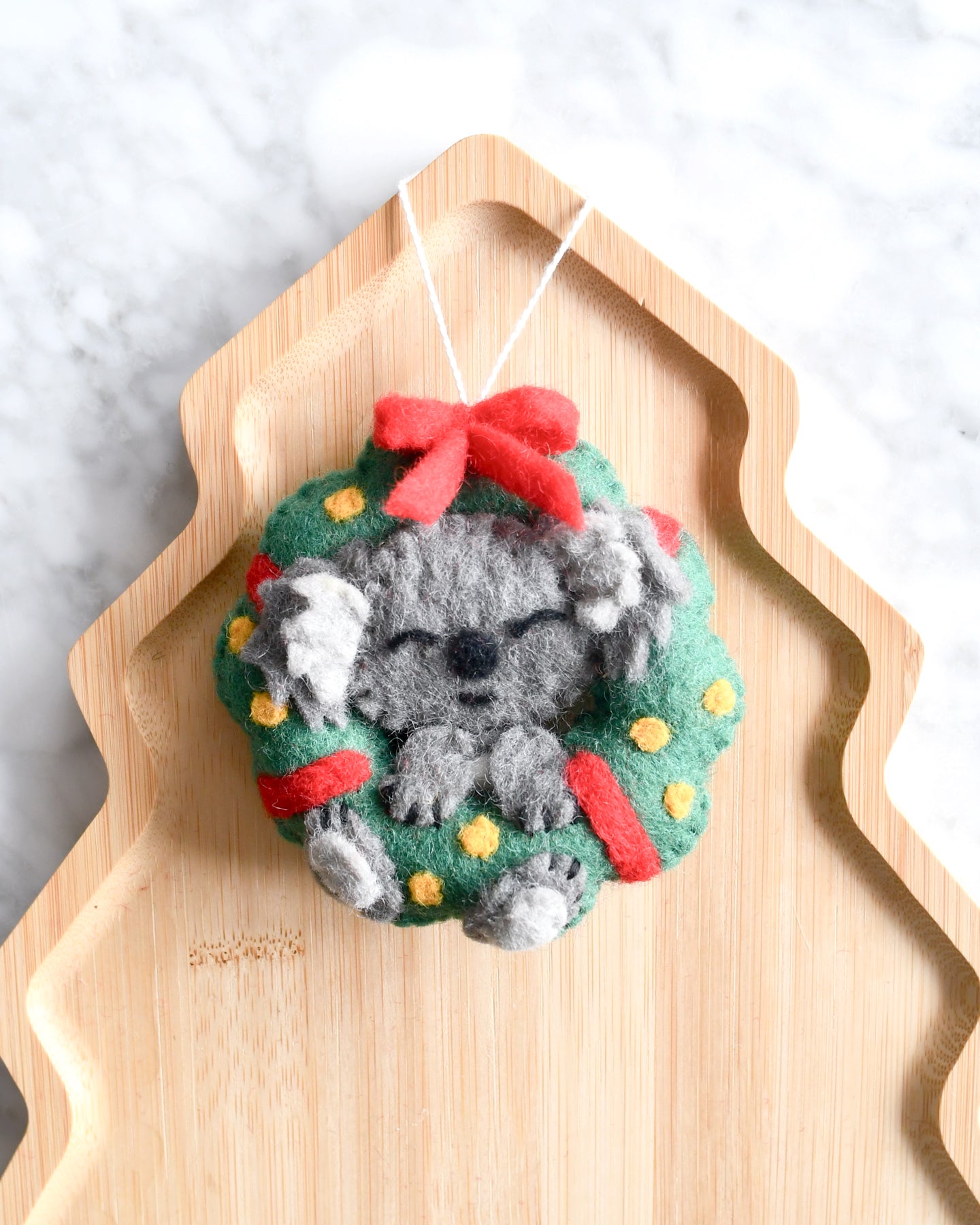 Felt Christmas Koala in Wreath Ornament