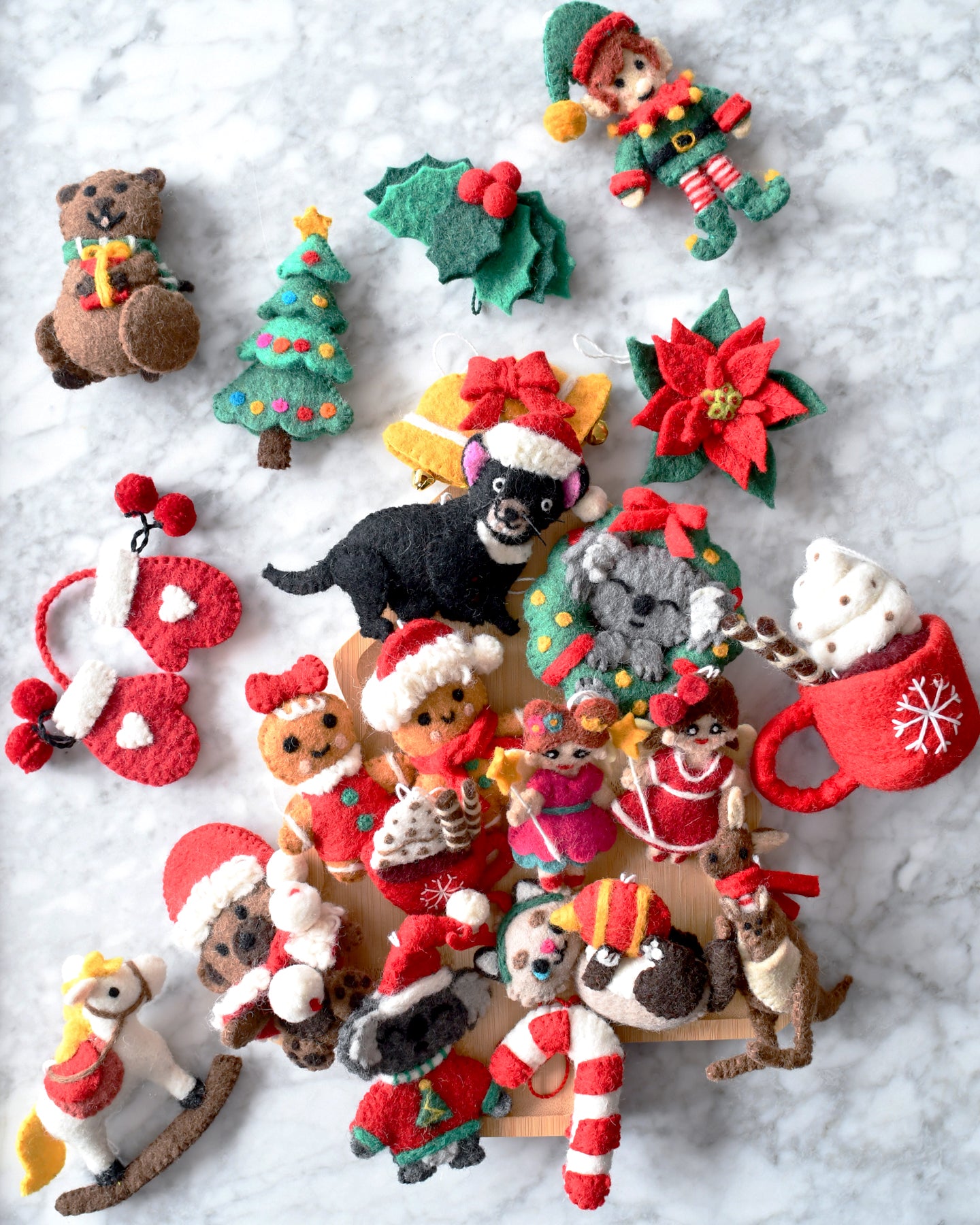 Felt Christmas Cat with Ball Ornament