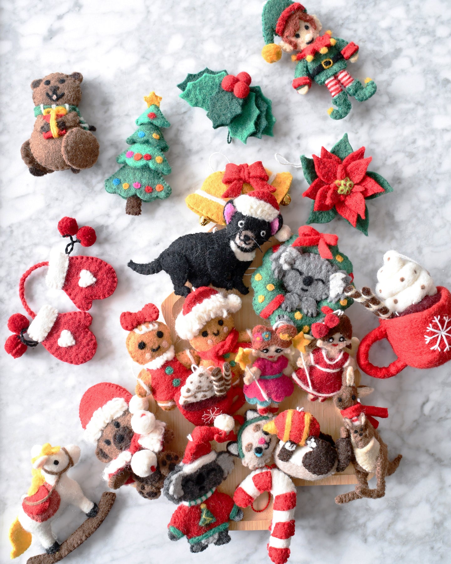 Felt Christmas Koala in Wreath Ornament