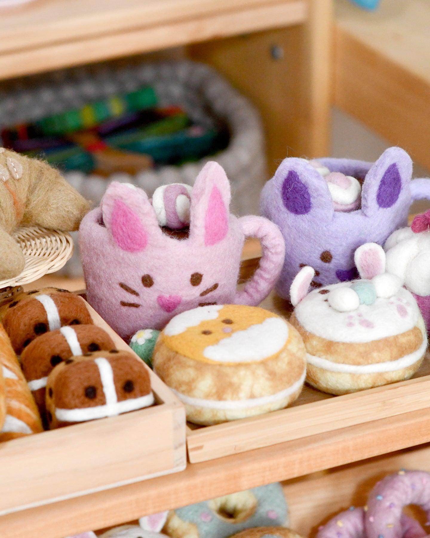 Felt Bunny Hot Chocolate Mug with Marshmallows (Lilac Purple Cup)
