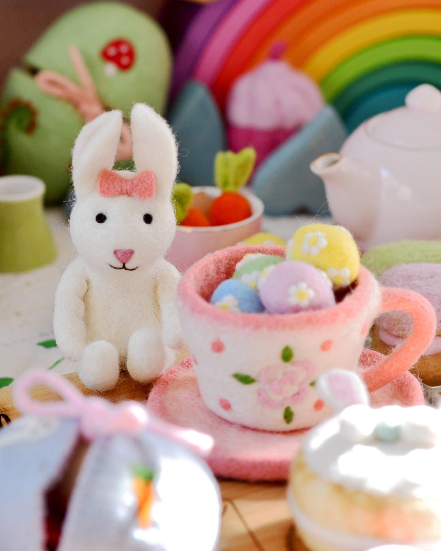 Felt Rabbit in Tea Cup Toy - Tara Treasures
