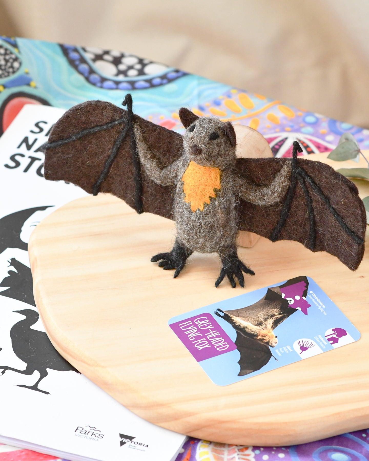 Felt Australian Toy - Grey-Headed Flying Fox - Parks Victoria Nature Mascots - Tara Treasures