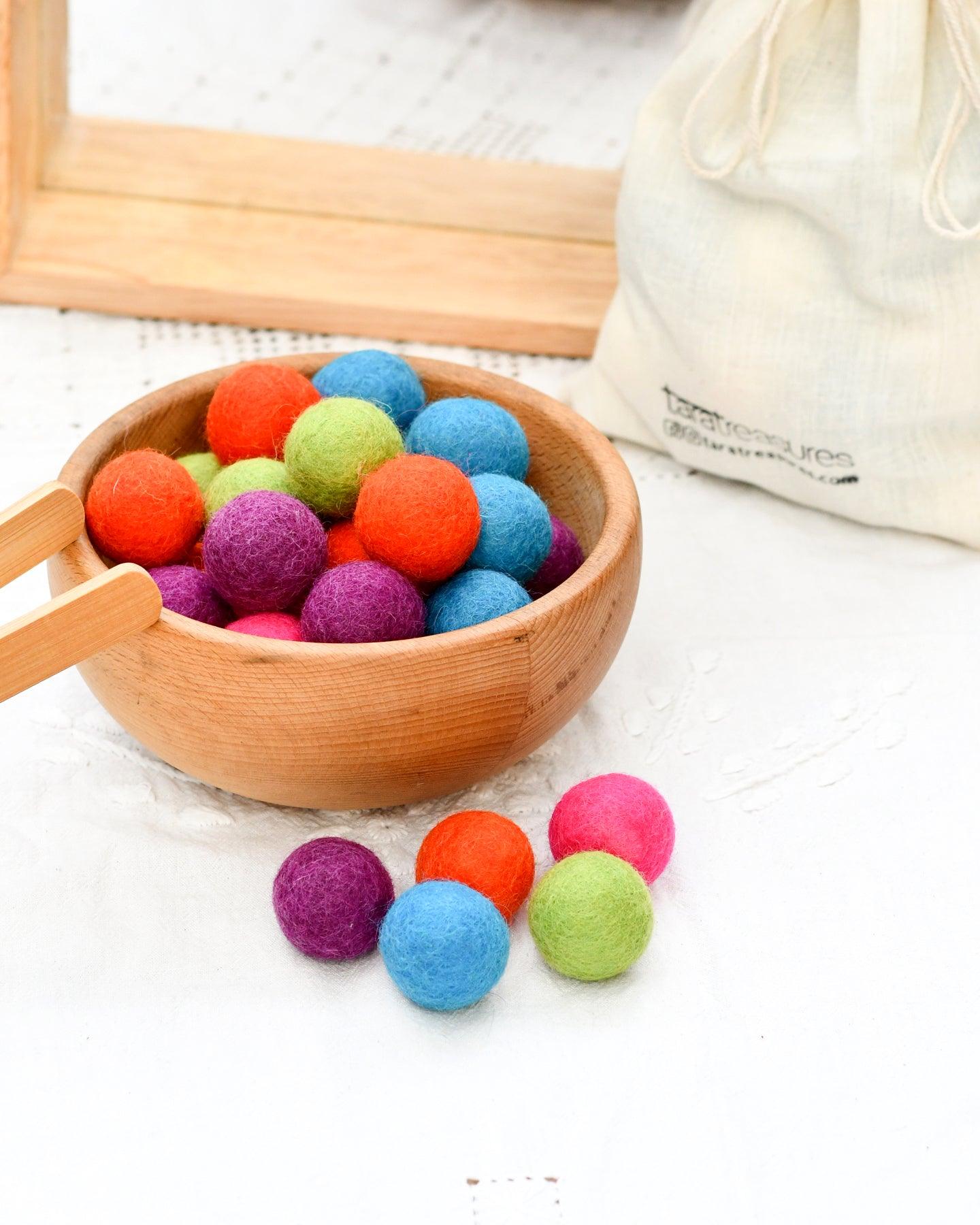 Wool Felt Balls in a Pouch - Sherbet Colours 3cm 30 balls - Tara Treasures