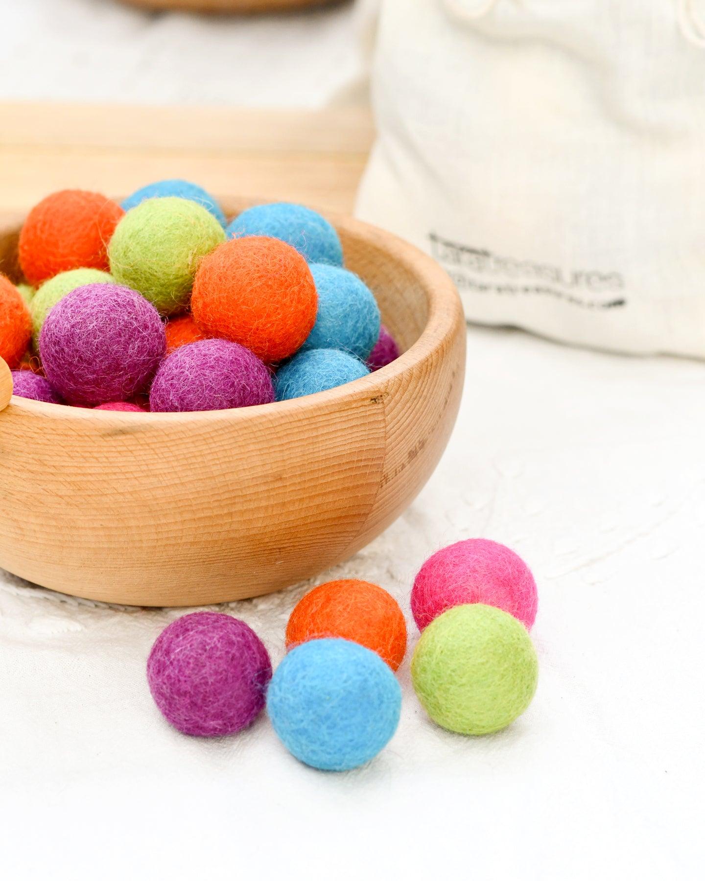 Wool Felt Balls in a Pouch - Sherbet Colours 3cm 30 balls - Tara Treasures